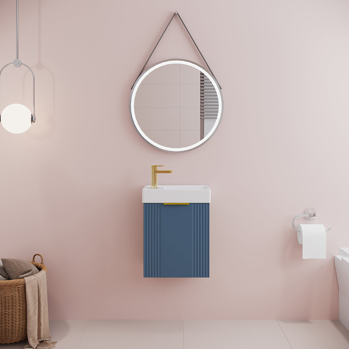 Retro Wall Hung Bathroom Cloakroom Vanity Basin Unit - Multiple Colours