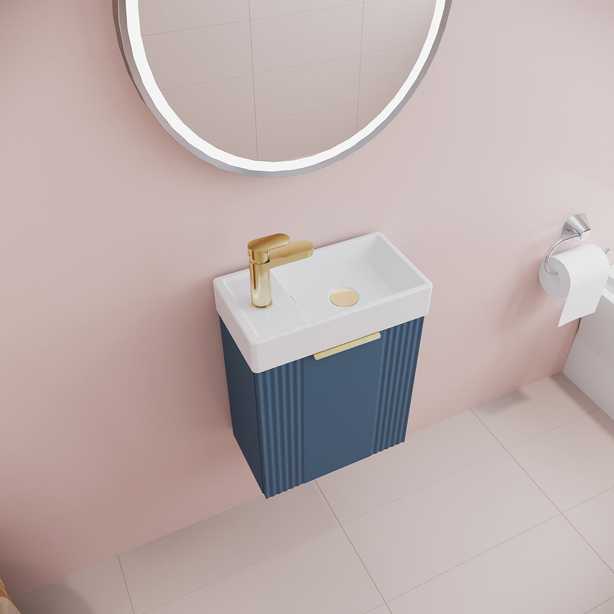 Retro Wall Hung Bathroom Cloakroom Vanity Basin Unit - Multiple Colours