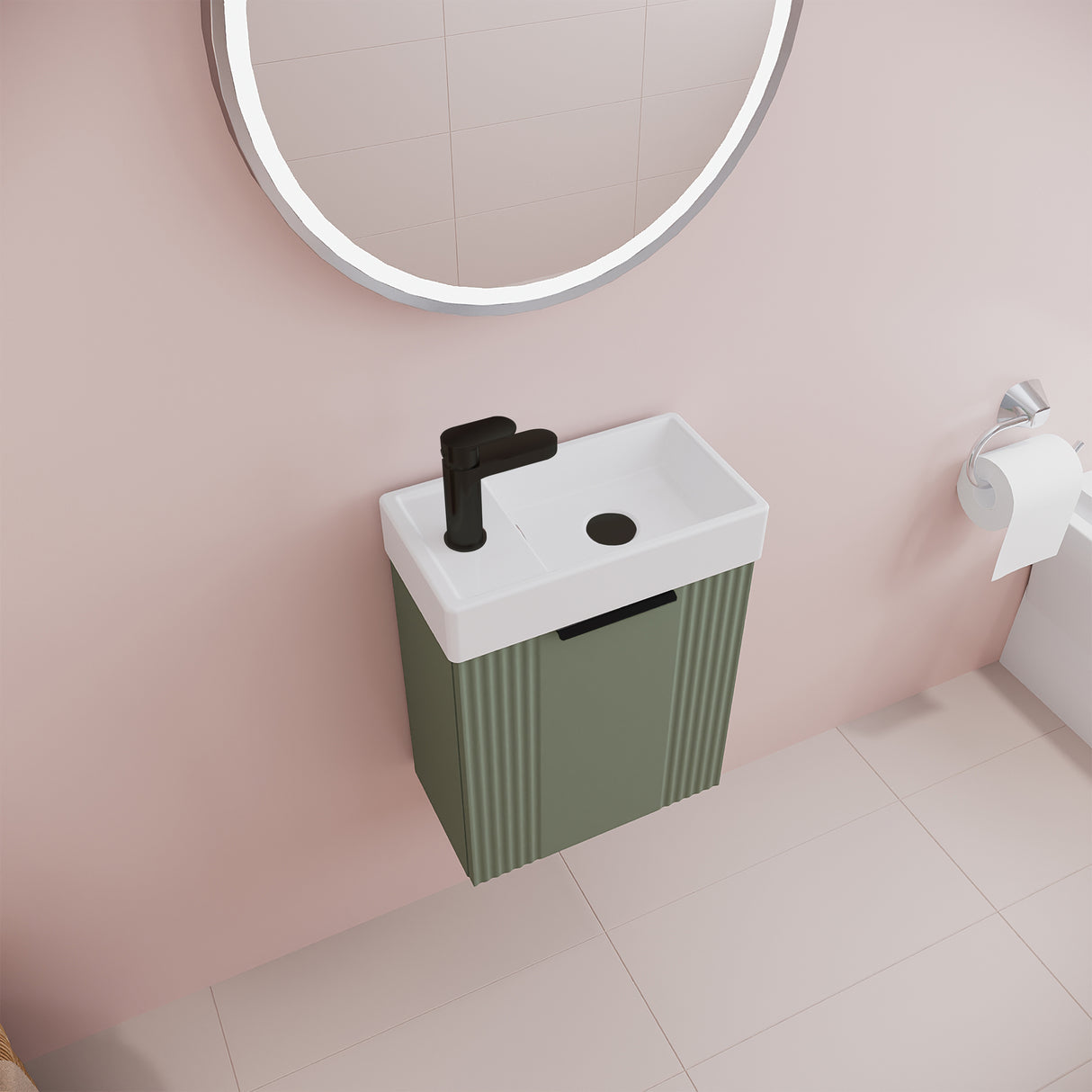 Retro Wall Hung Bathroom Cloakroom Vanity Basin Unit - Multiple Colours