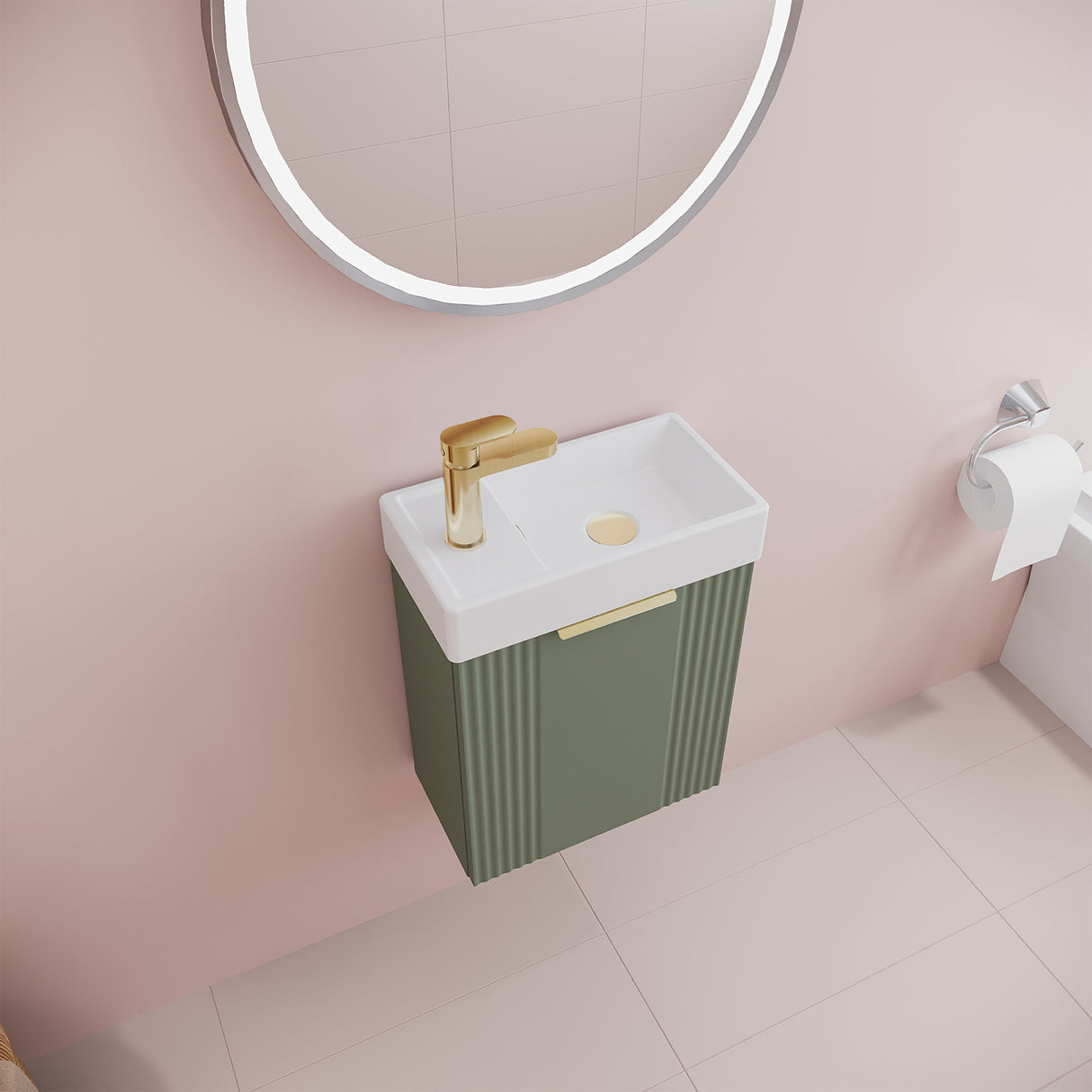Retro Wall Hung Bathroom Cloakroom Vanity Basin Unit - Multiple Colours