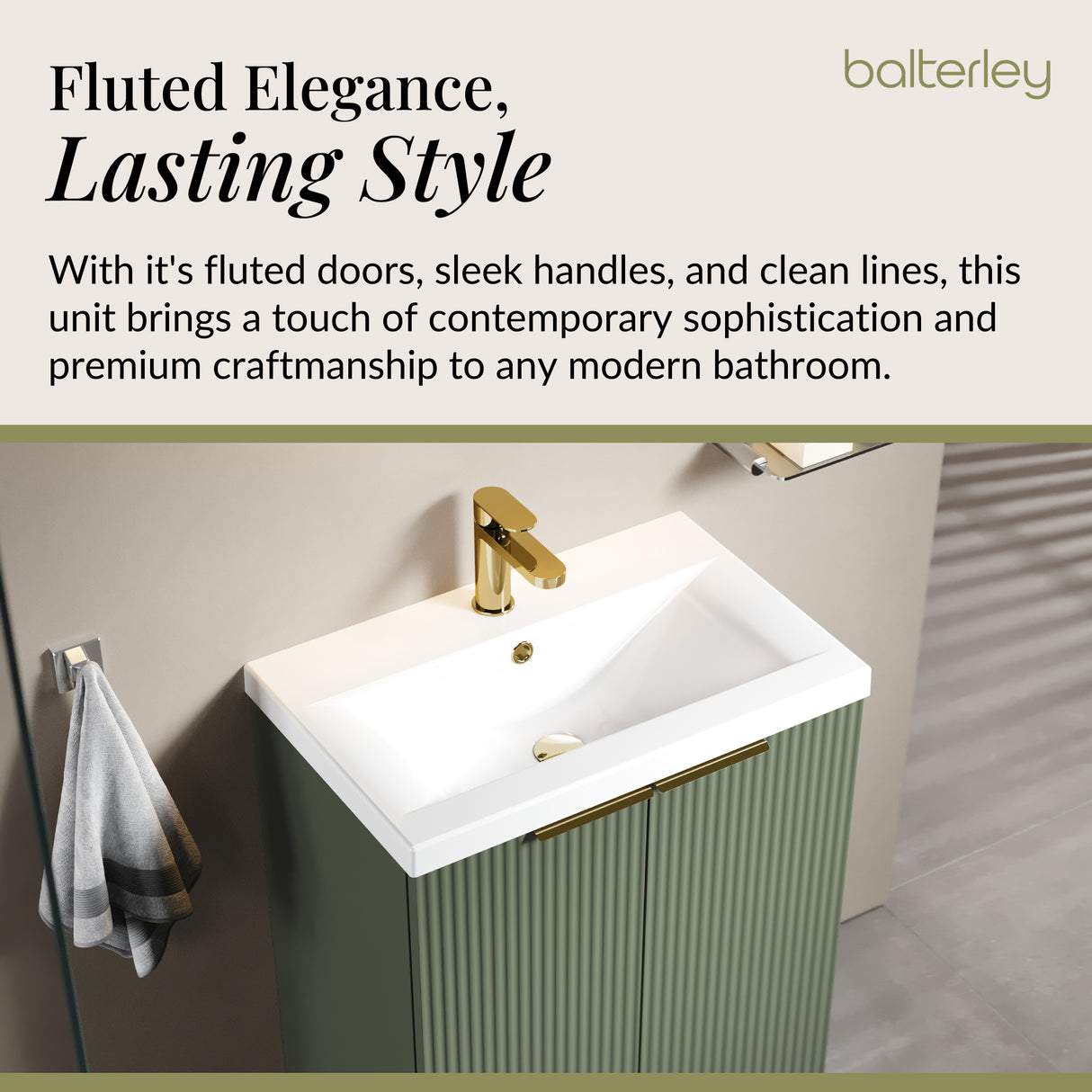 Fluted Front Floor Standing Vanity Basin Unit with Choice of Size, Colour and Handle Options