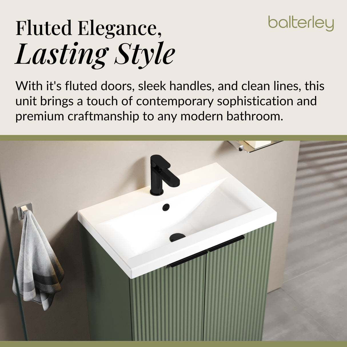 Fluted Front Floor Standing Vanity Basin Unit with Choice of Size, Colour and Handle Options