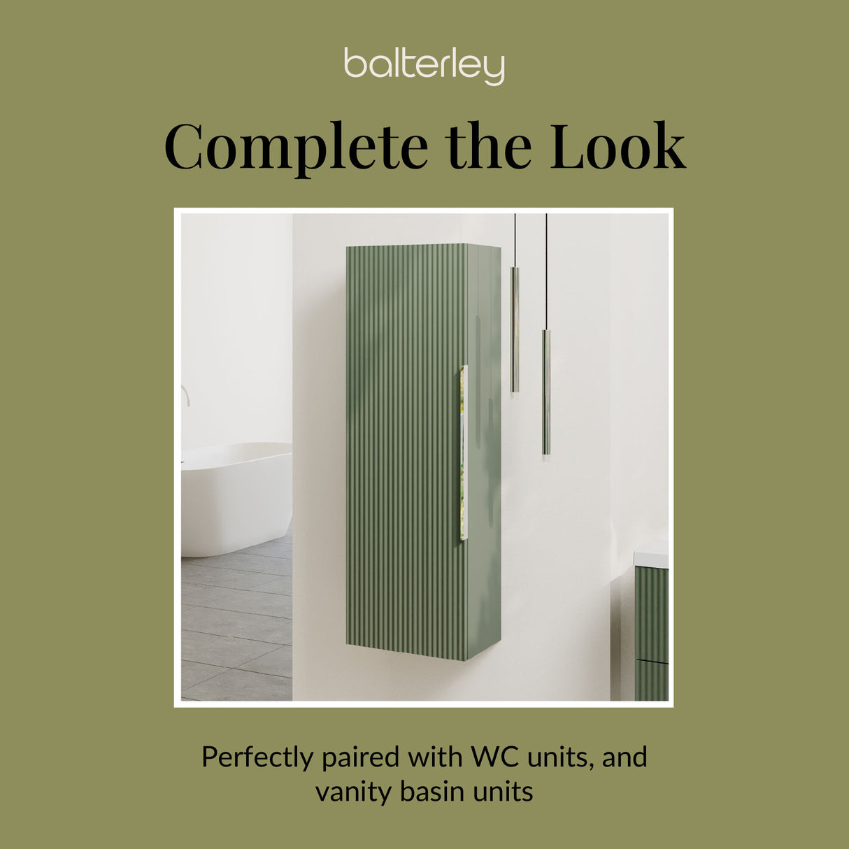 Fluted Tall Bathroom Unit, 400mm, Multiple Colours and Handle Options