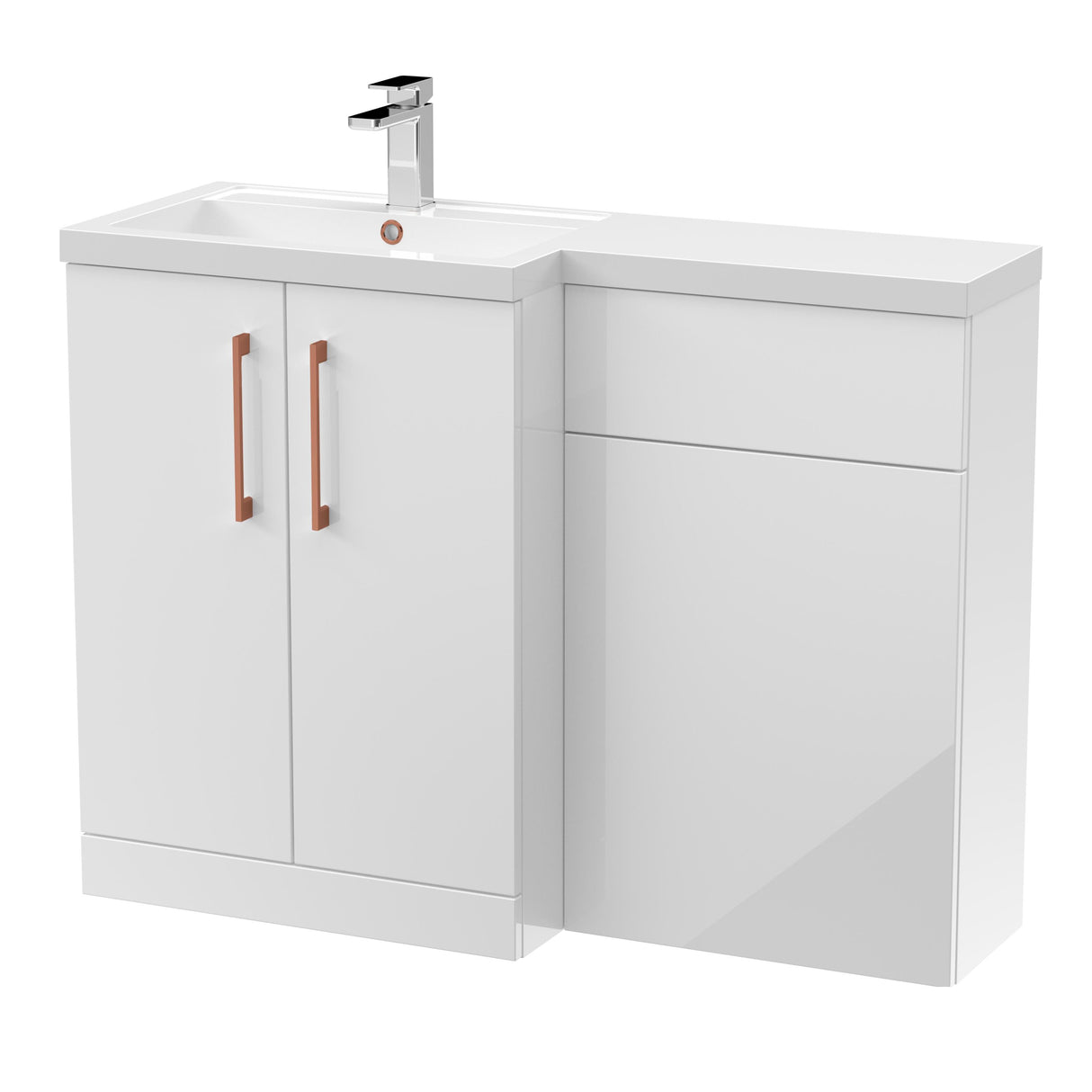 Bathroom Vanity Unit with Basin & WC Unit, Left Hand, 1100mm x 390mm - Choice of Colour