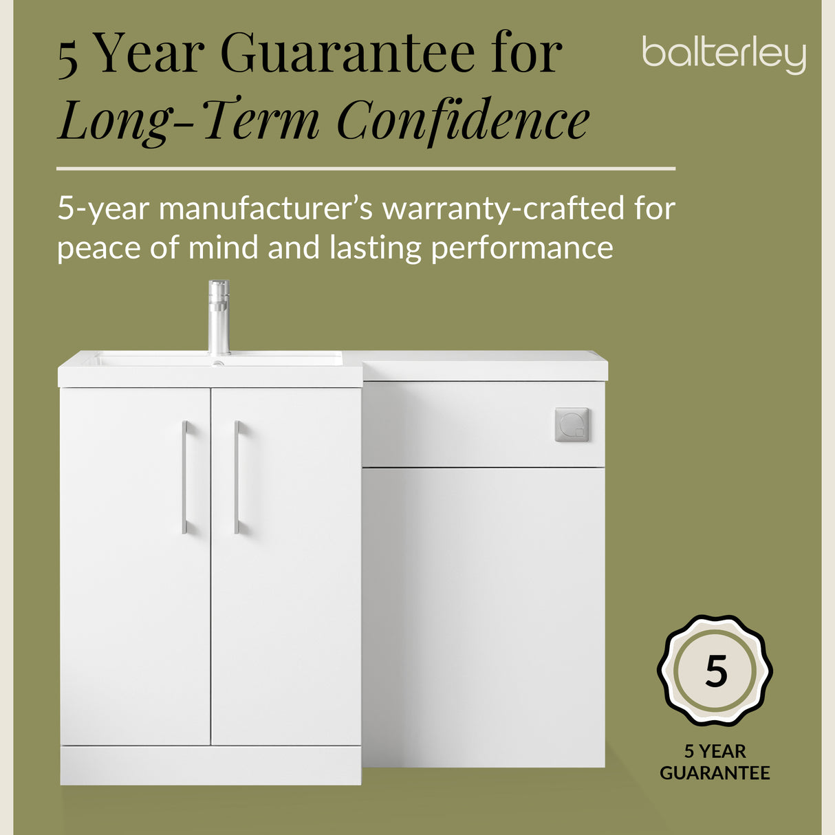 Bathroom Vanity Unit with Basin & WC Unit, Left Hand, 1100mm x 390mm - Choice of Colour