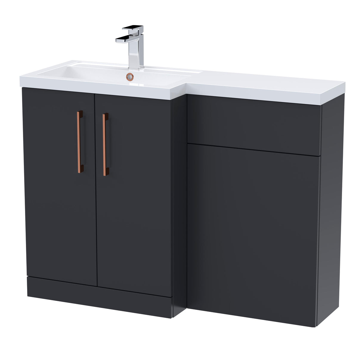 Bathroom Vanity Unit with Basin & WC Unit, Left Hand, 1100mm x 390mm - Choice of Colour