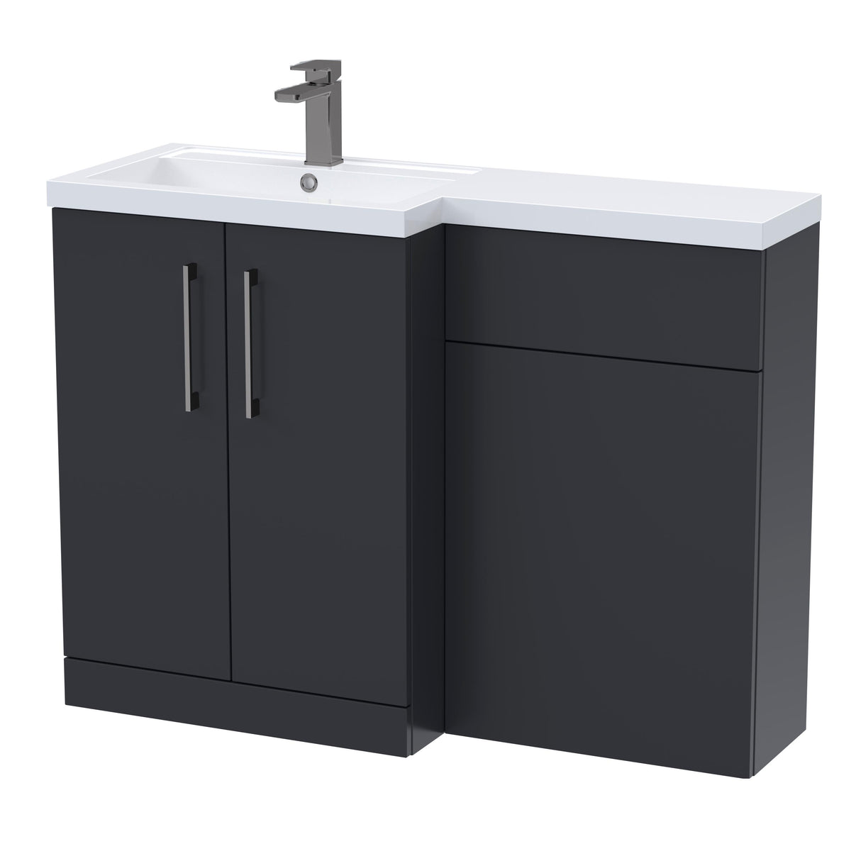 Bathroom Vanity Unit with Basin & WC Unit, Left Hand, 1100mm x 390mm - Choice of Colour