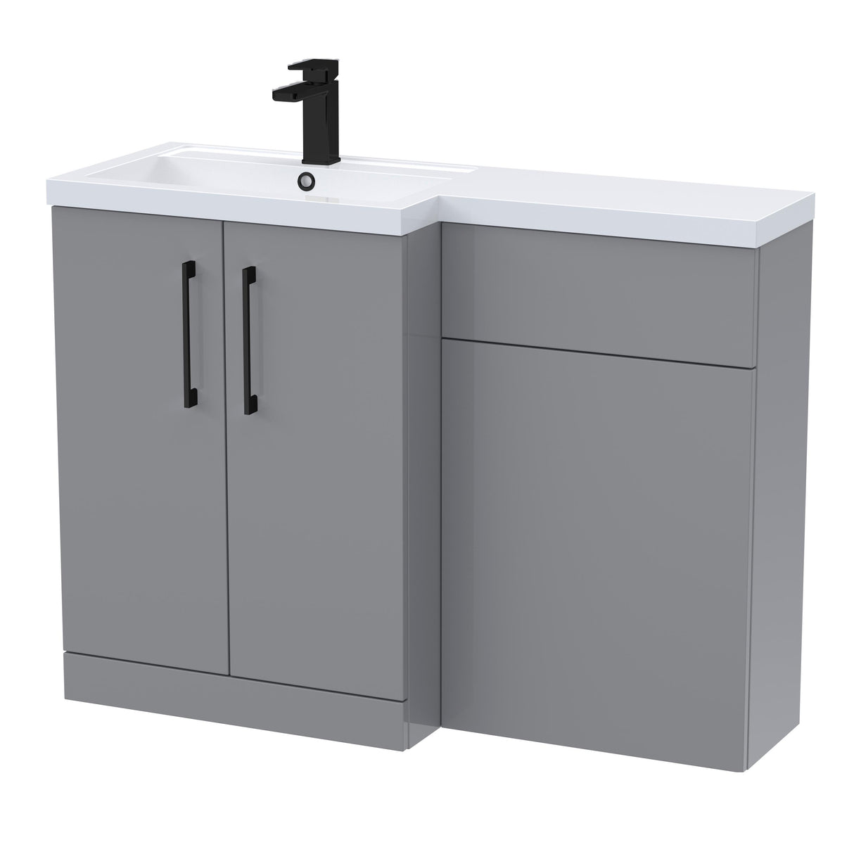 Bathroom Vanity Unit with Basin & WC Unit, Left Hand, 1100mm x 390mm - Choice of Colour