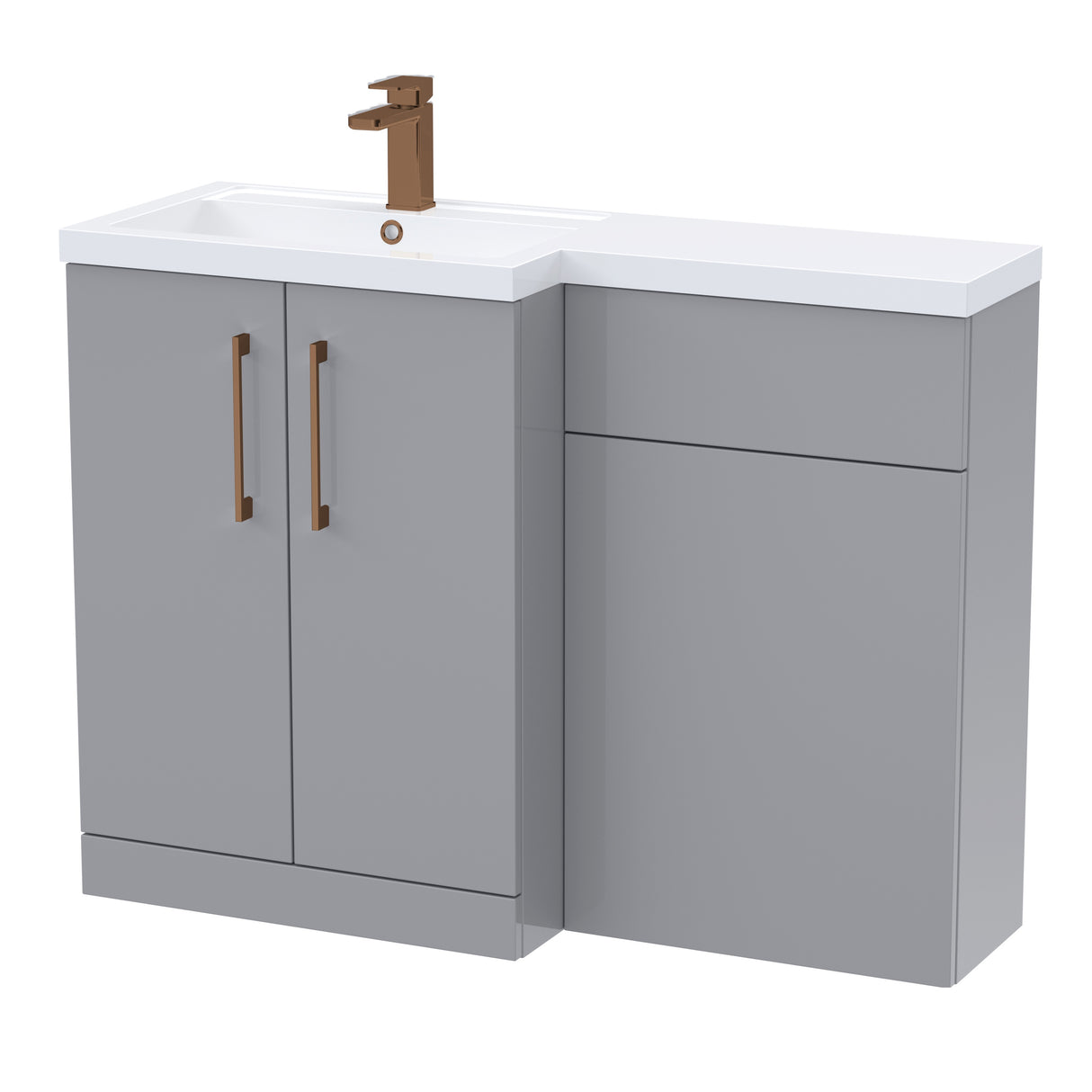 Bathroom Vanity Unit with Basin & WC Unit, Left Hand, 1100mm x 390mm - Choice of Colour
