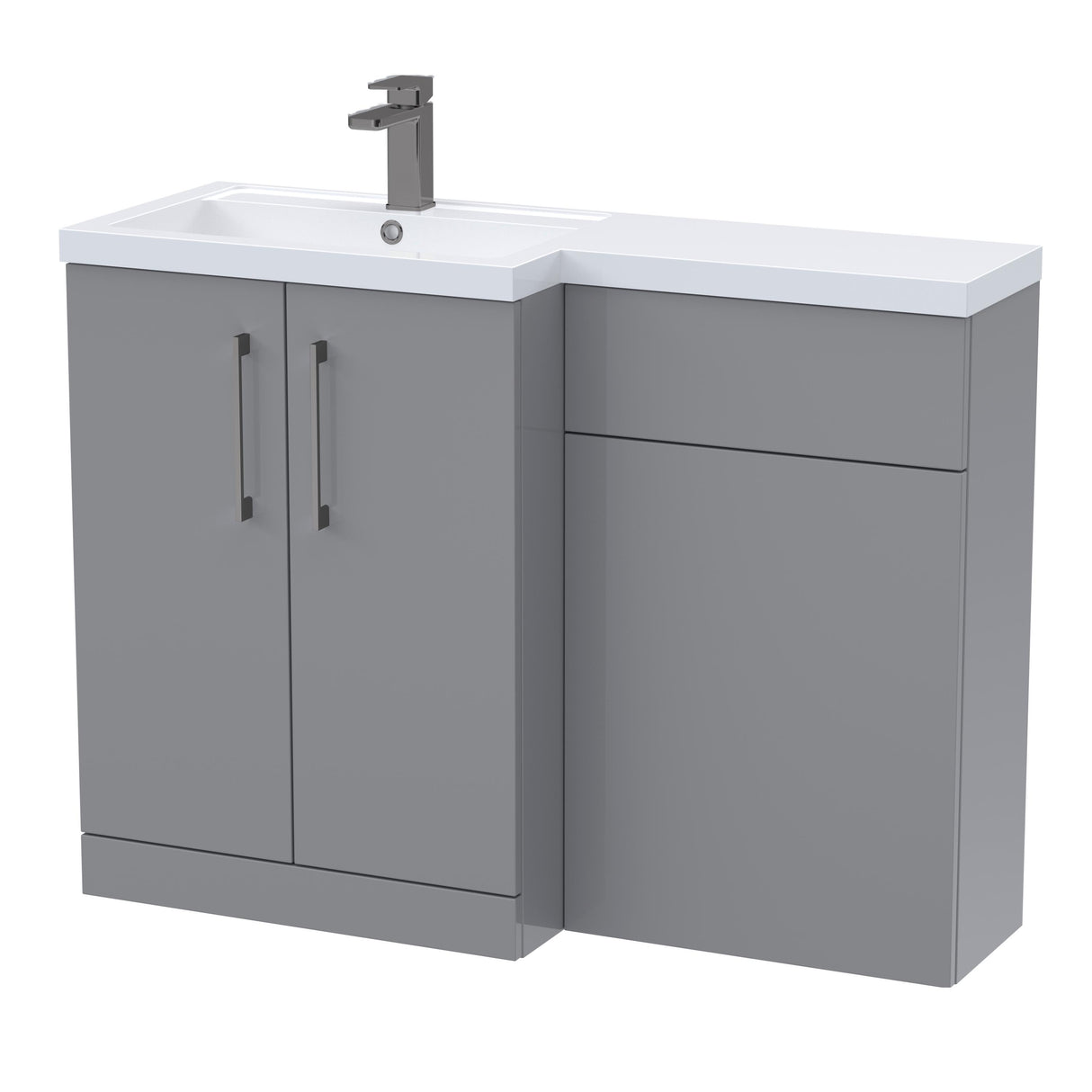 Bathroom Vanity Unit with Basin & WC Unit, Left Hand, 1100mm x 390mm - Choice of Colour