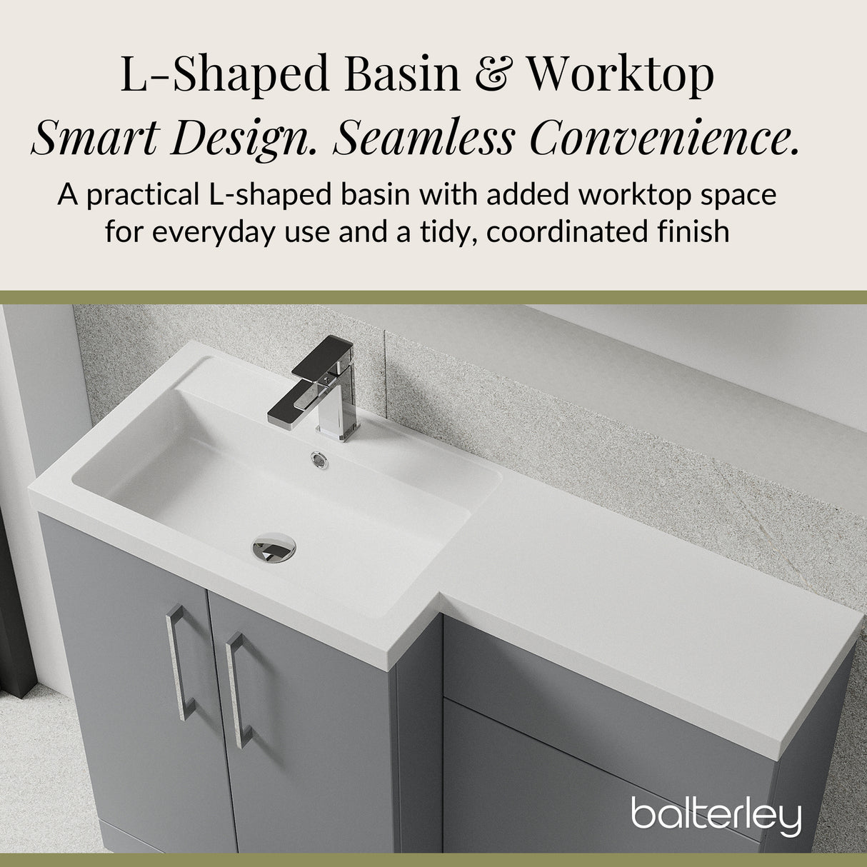 Bathroom Vanity Unit with Basin & WC Unit, Left Hand, 1100mm x 390mm - Choice of Colour