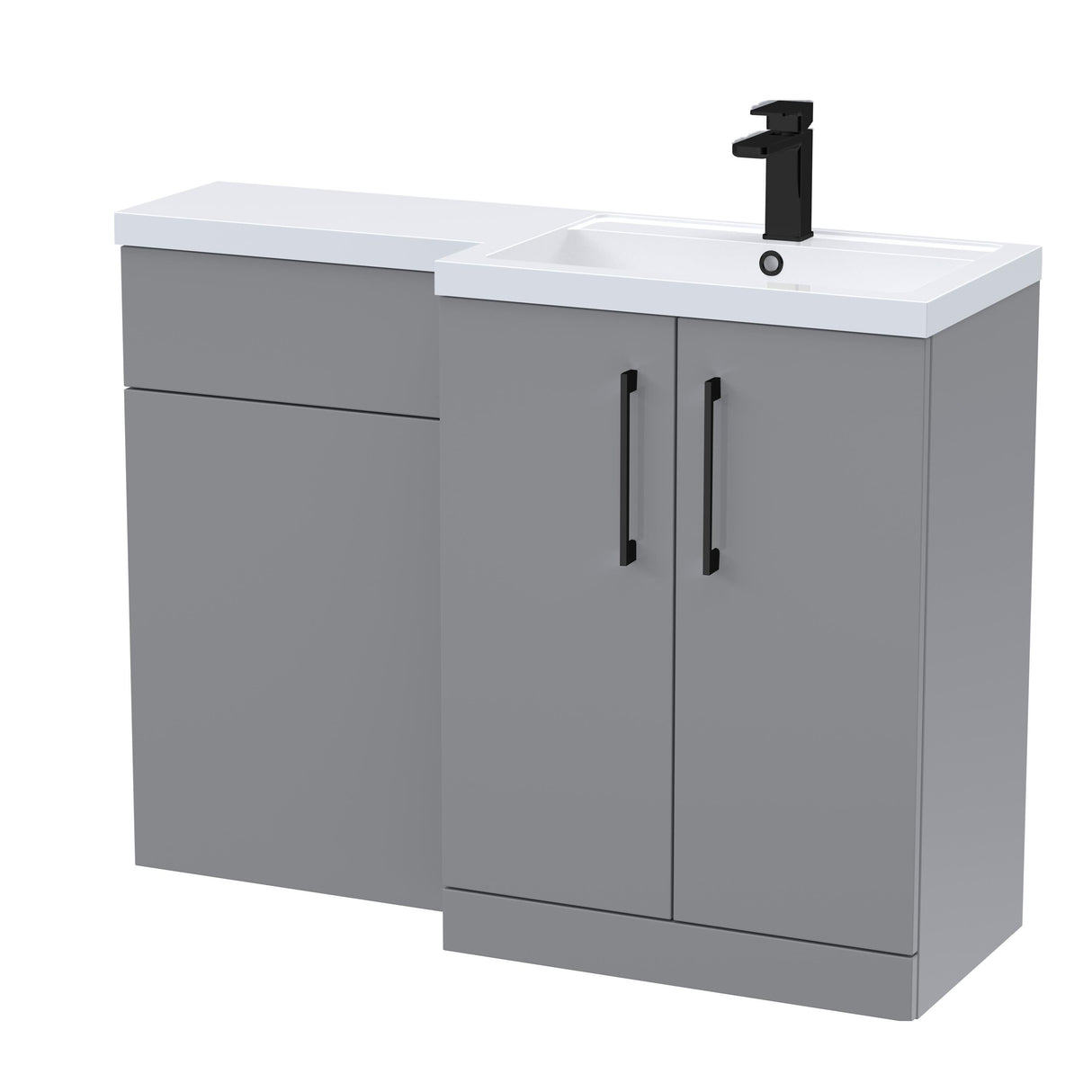 Bramshall Combination Vanity Unit with Basin & WC, Right Hand, 1100mm x 390mm - Choice of Colour and Handle Finish