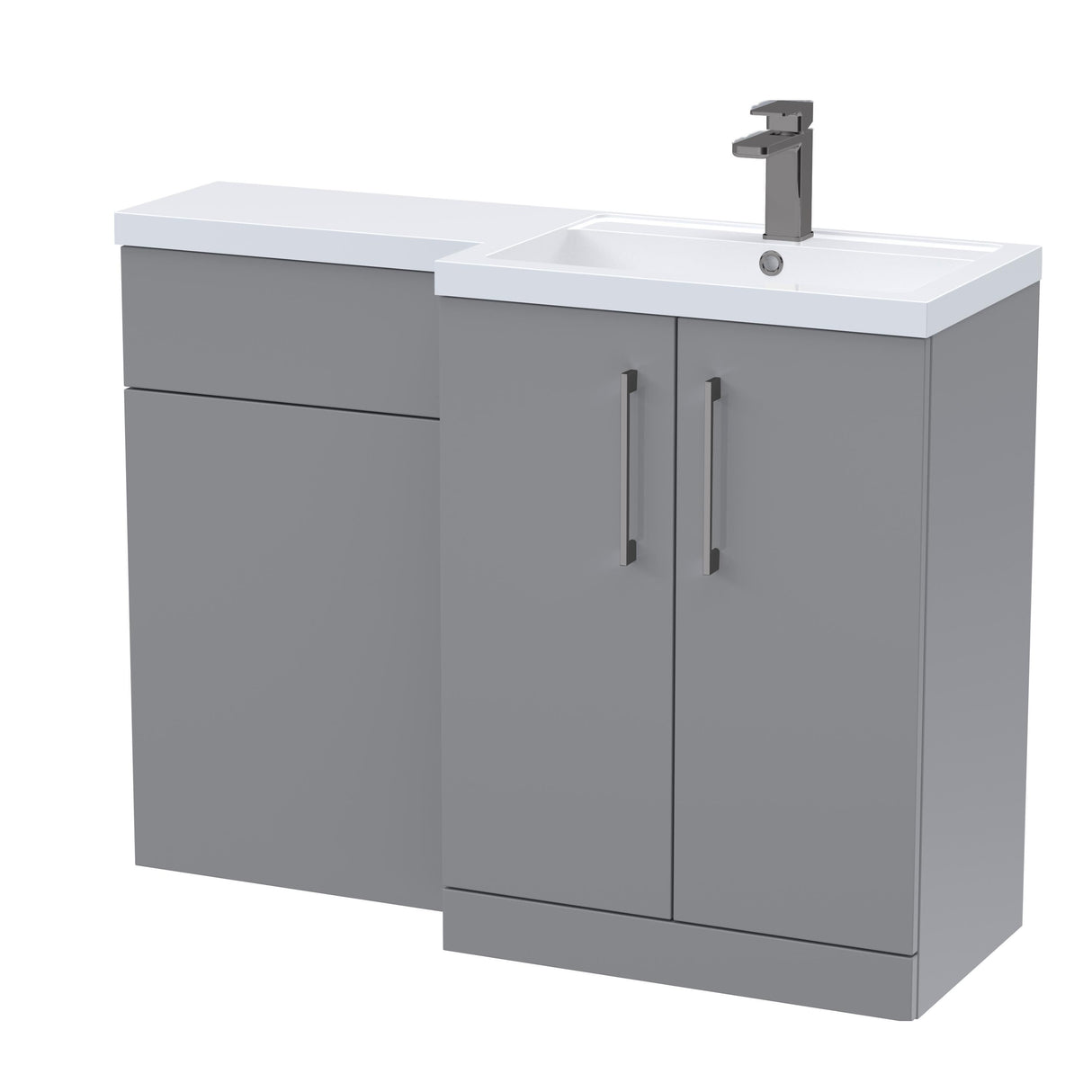 Bramshall Combination Vanity Unit with Basin & WC, Right Hand, 1100mm x 390mm - Choice of Colour and Handle Finish