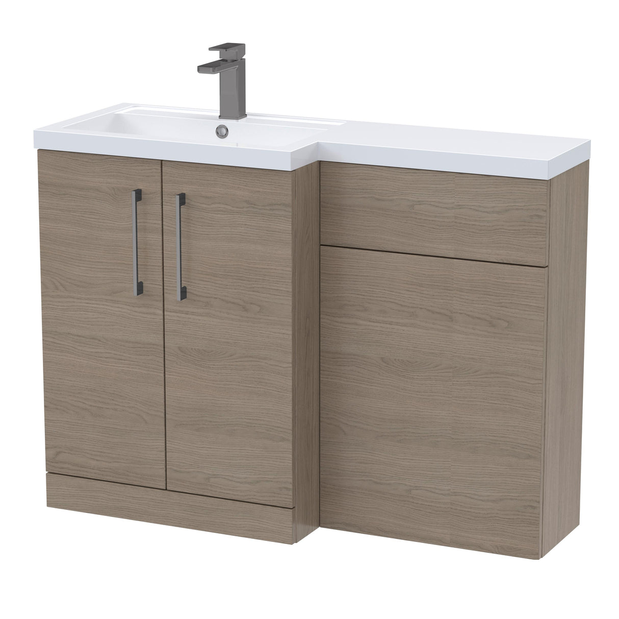 Bathroom Vanity Unit with Basin & WC Unit, Left Hand, 1100mm x 390mm - Choice of Colour