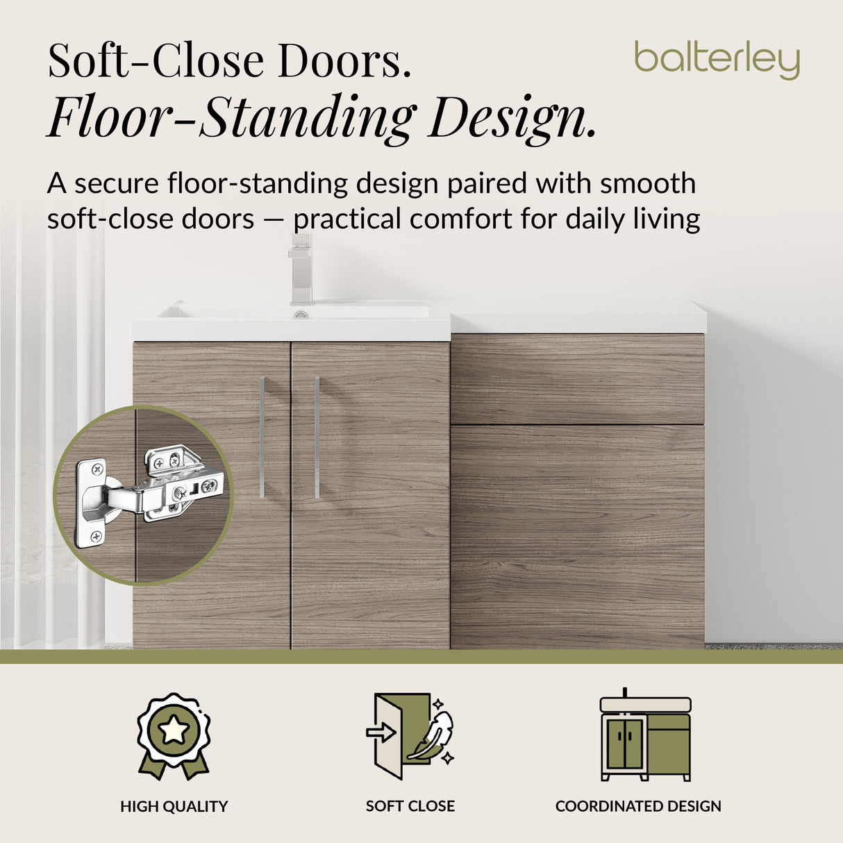 Bathroom Vanity Unit with Basin & WC Unit, Left Hand, 1100mm x 390mm - Choice of Colour