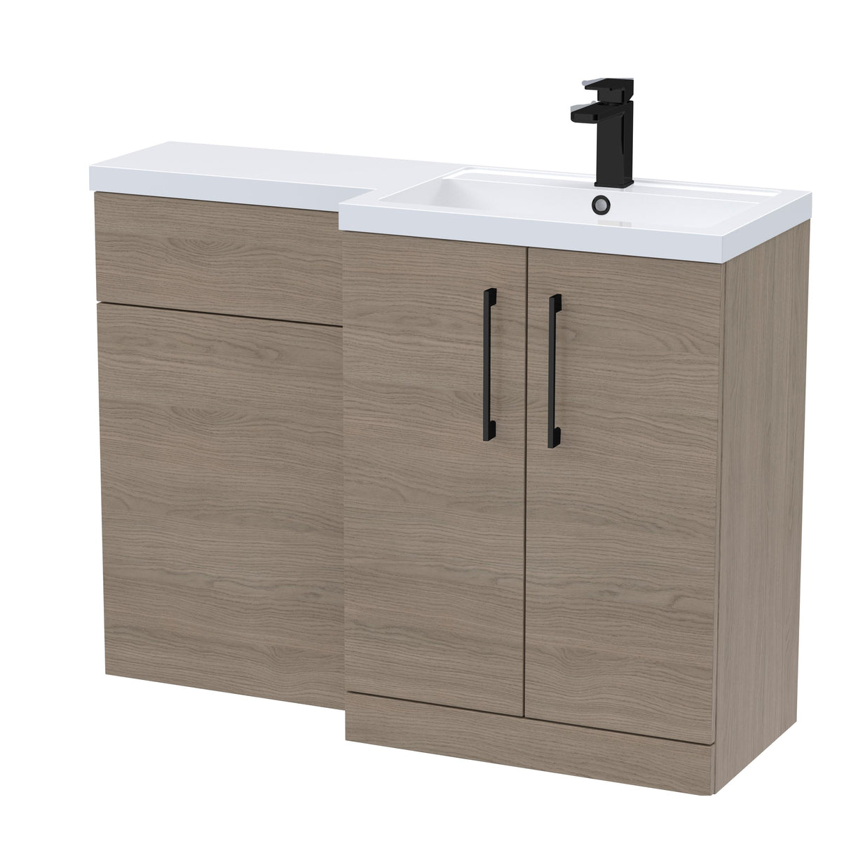Bathroom Vanity Unit with Basin & WC, Right Hand, 1100mm x 390mm - Choice of Colour