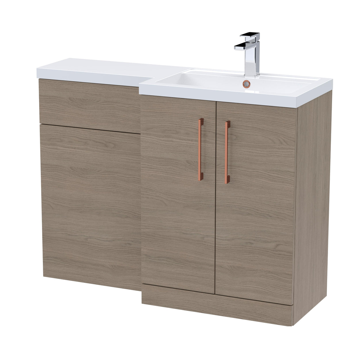 Bathroom Vanity Unit with Basin & WC, Right Hand, 1100mm x 390mm - Choice of Colour