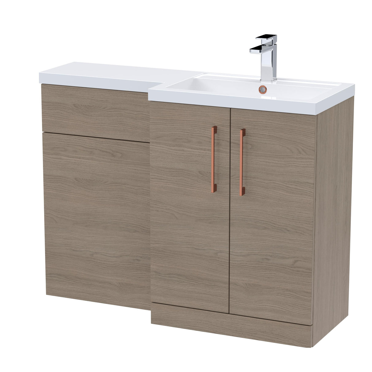 Bramshall Combination Vanity Unit with Basin & WC, Right Hand, 1100mm x 390mm - Choice of Colour and Handle Finish