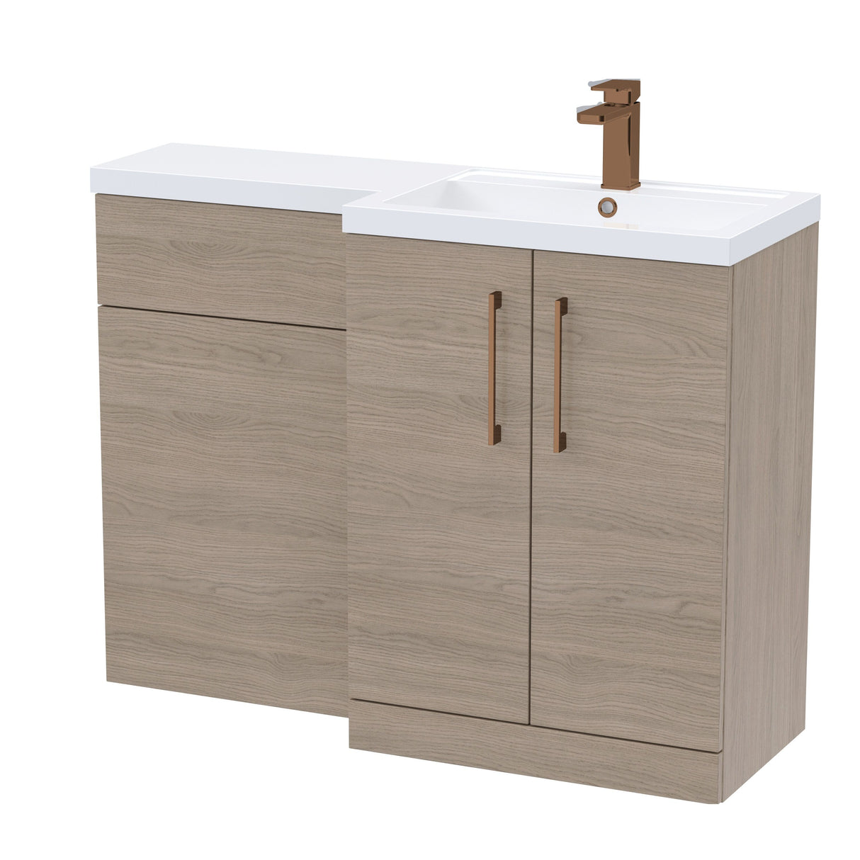 Bramshall Combination Vanity Unit with Basin & WC, Right Hand, 1100mm x 390mm - Choice of Colour and Handle Finish