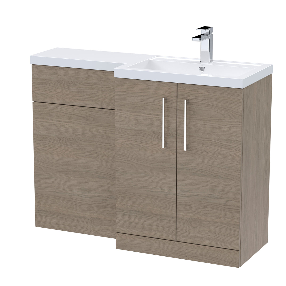 Bramshall Combination Vanity Unit with Basin & WC, Right Hand, 1100mm x 390mm - Choice of Colour and Handle Finish