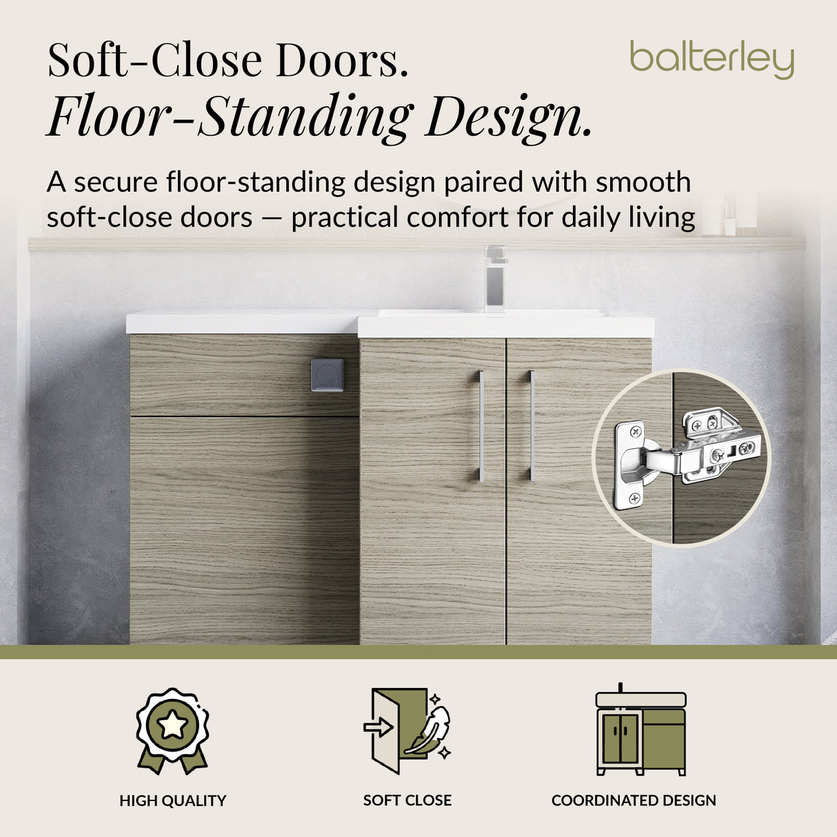 Bathroom Vanity Unit with Basin & WC, Right Hand, 1100mm x 390mm - Choice of Colour