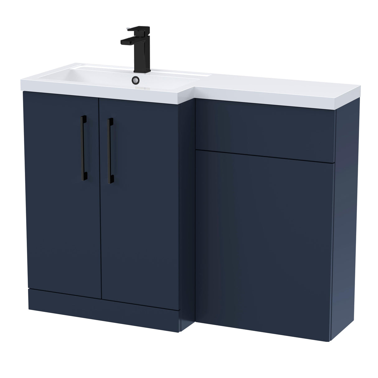 Bathroom Vanity Unit with Basin & WC Unit, Left Hand, 1100mm x 390mm - Choice of Colour