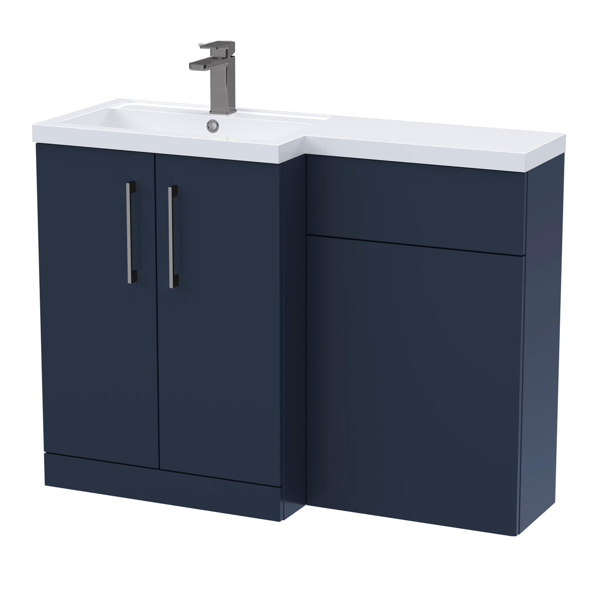 Bathroom Vanity Unit with Basin & WC Unit, Left Hand, 1100mm x 390mm - Choice of Colour