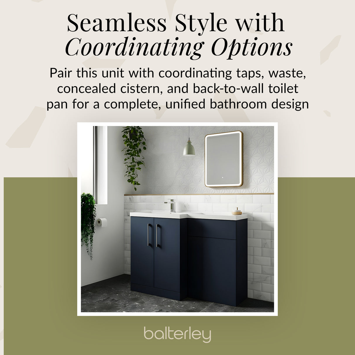 Bathroom Vanity Unit with Basin & WC Unit, Left Hand, 1100mm x 390mm - Choice of Colour