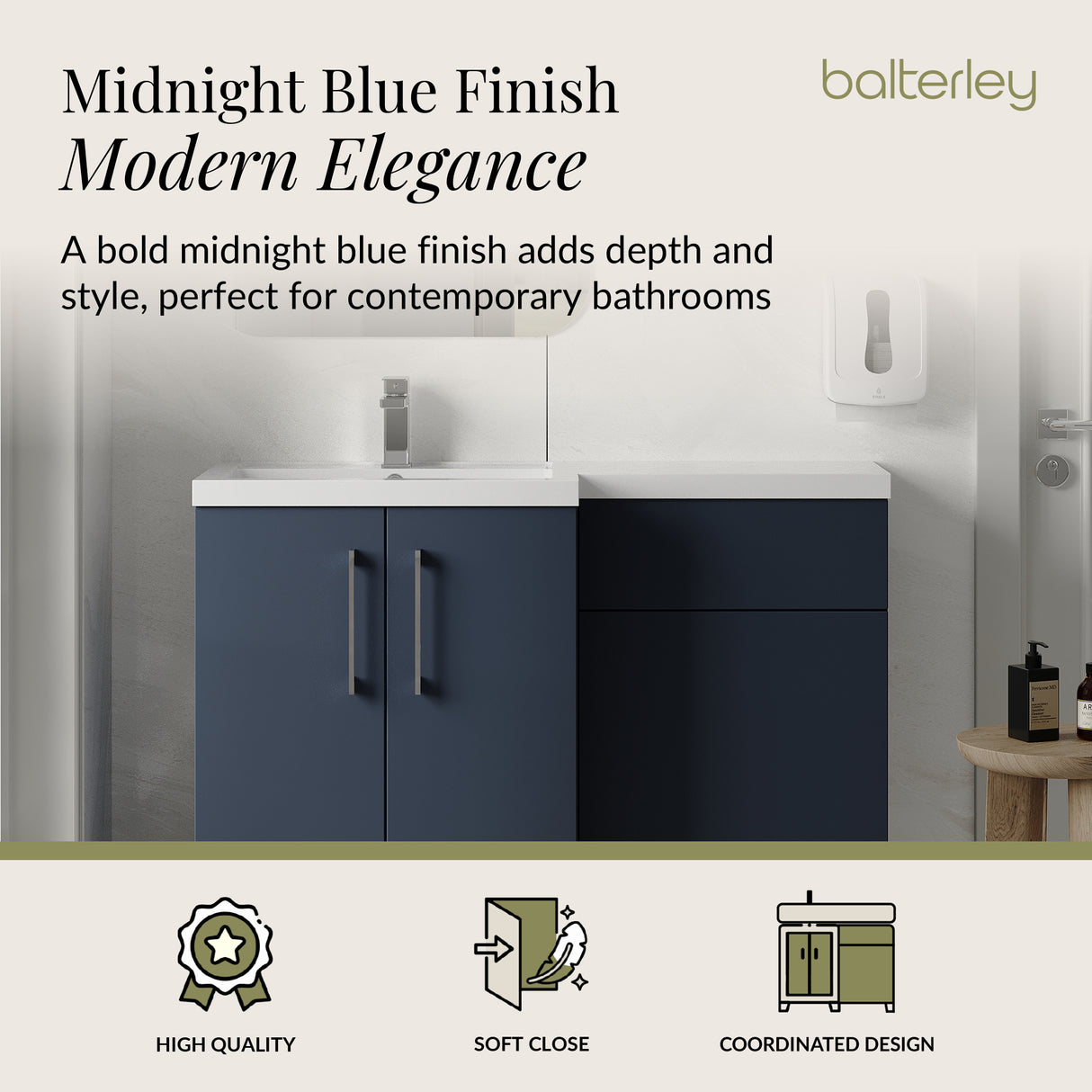 Bathroom Vanity Unit with Basin & WC Unit, Left Hand, 1100mm x 390mm - Choice of Colour