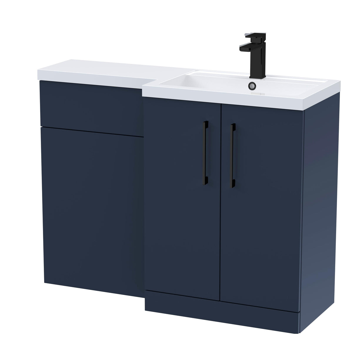 Bramshall Combination Vanity Unit with Basin & WC, Right Hand, 1100mm x 390mm - Choice of Colour and Handle Finish