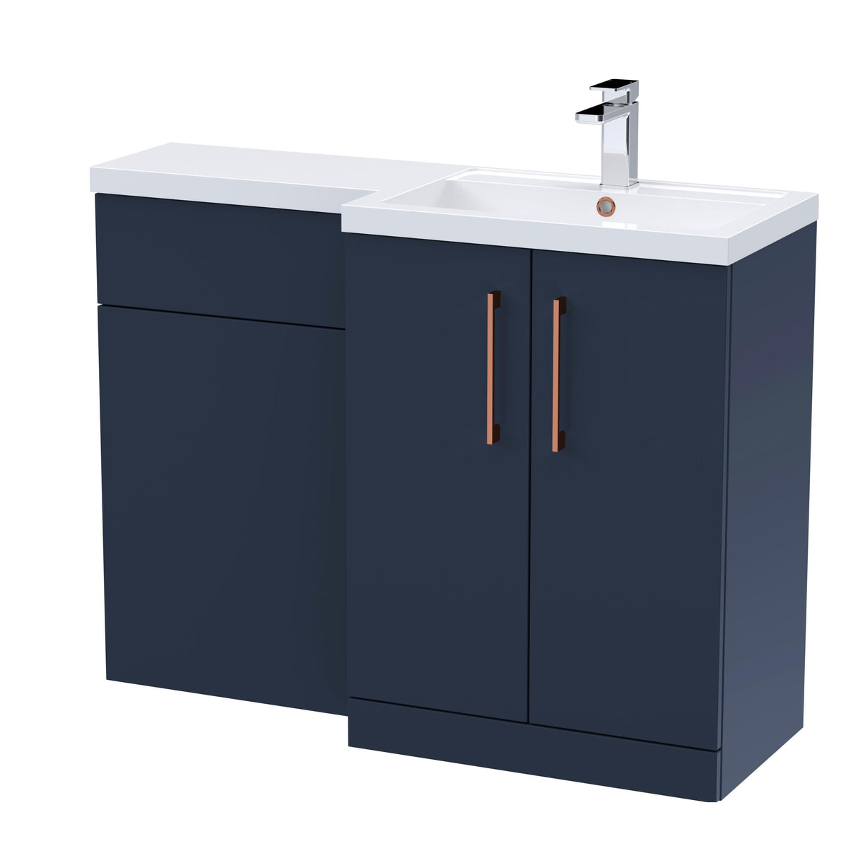 Bramshall Combination Vanity Unit with Basin & WC, Right Hand, 1100mm x 390mm - Choice of Colour and Handle Finish