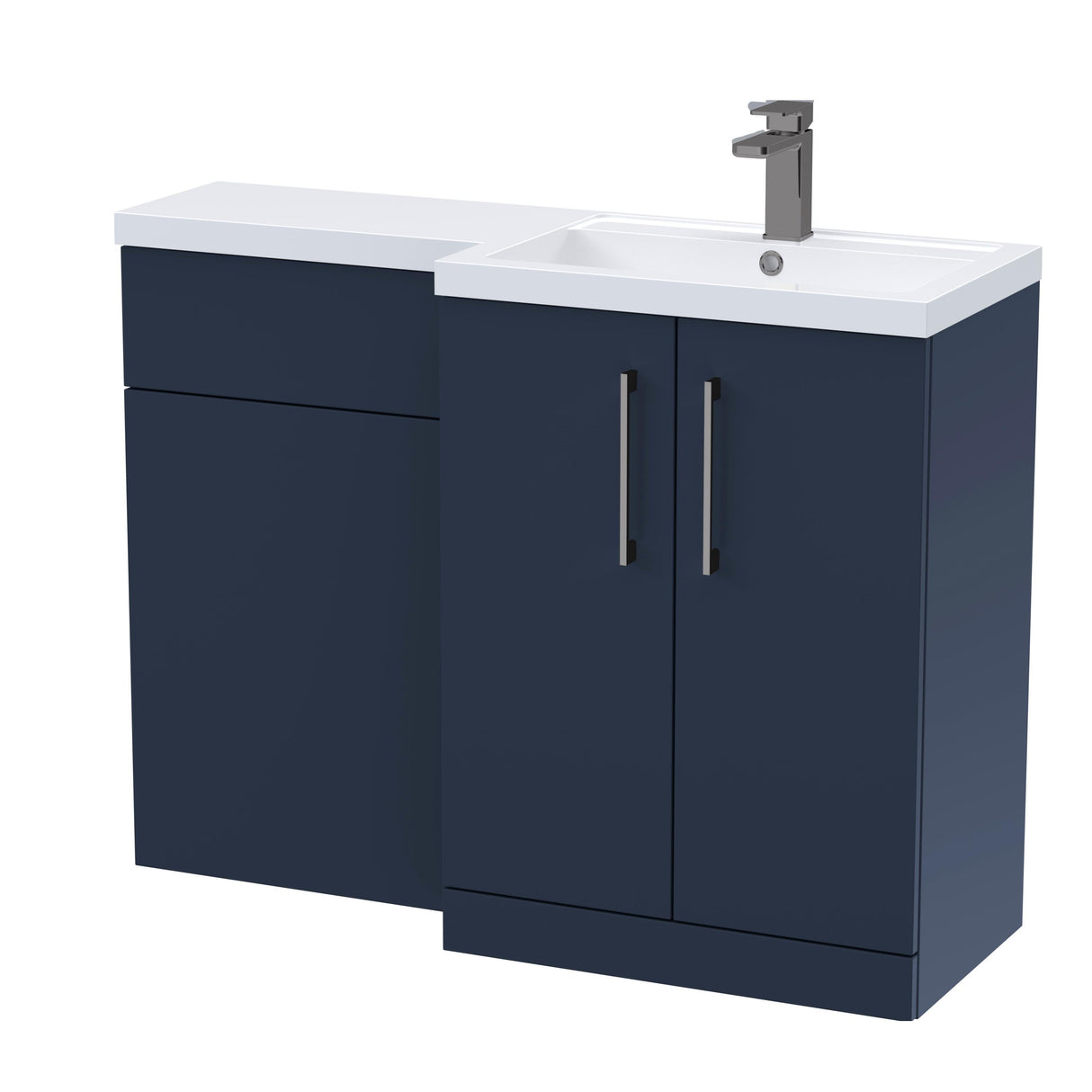 Bathroom Vanity Unit with Basin & WC, Right Hand, 1100mm x 390mm - Choice of Colour