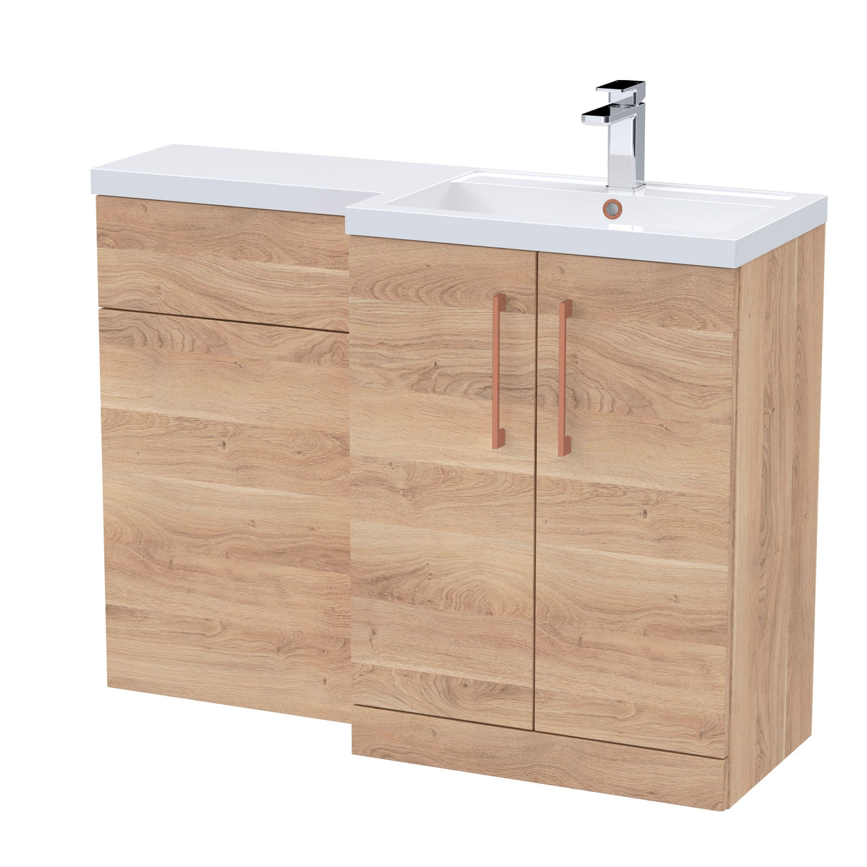 Bramshall Combination Vanity Unit with Basin & WC, Right Hand, 1100mm x 390mm - Choice of Colour and Handle Finish