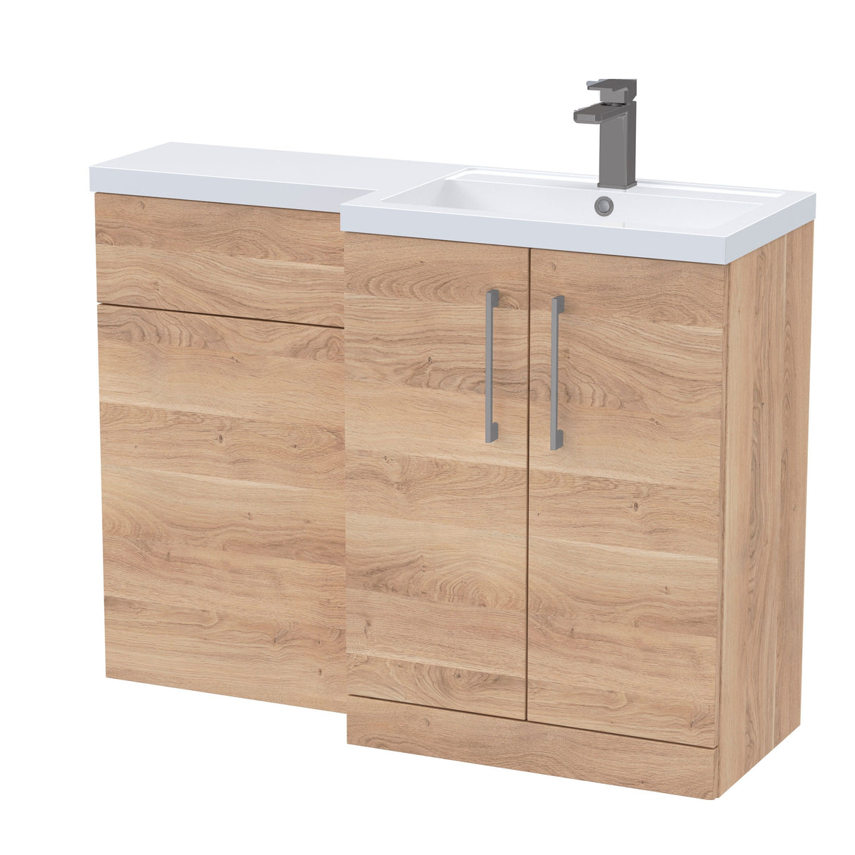 Bramshall Combination Vanity Unit with Basin & WC, Right Hand, 1100mm x 390mm - Choice of Colour and Handle Finish