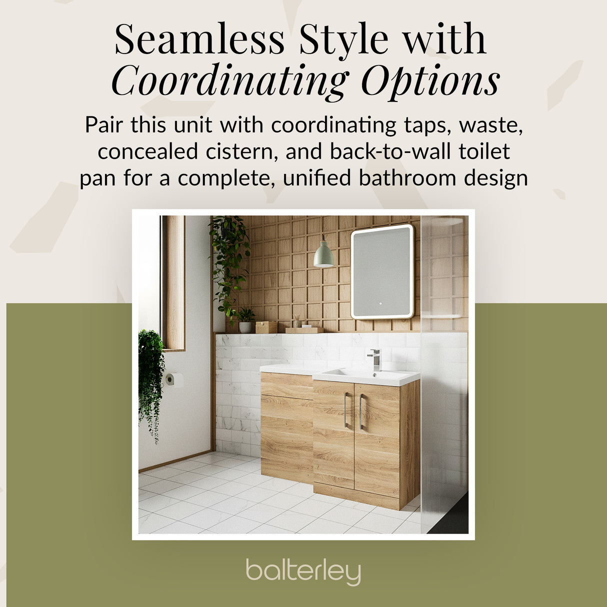 Bathroom Vanity Unit with Basin & WC, Right Hand, 1100mm x 390mm - Choice of Colour