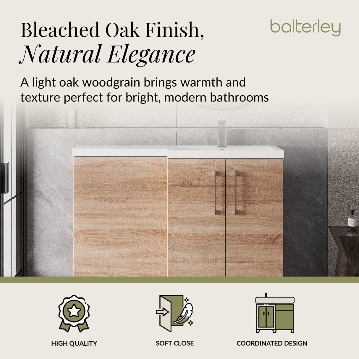 Bathroom Vanity Unit with Basin & WC, Right Hand, 1100mm x 390mm - Choice of Colour