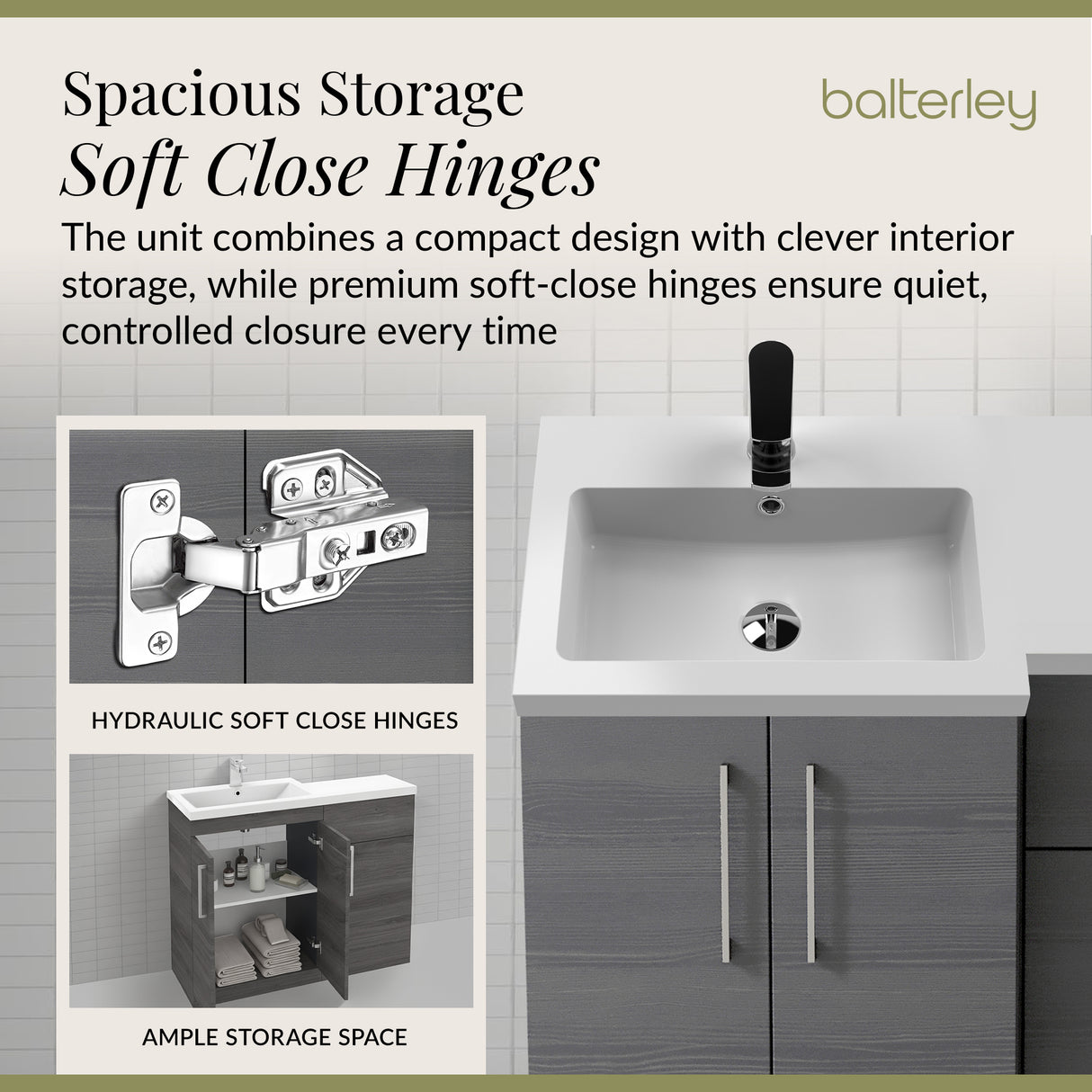 Bathroom Vanity Unit with Basin & WC Unit, Left Hand, 1100mm x 390mm - Choice of Colour