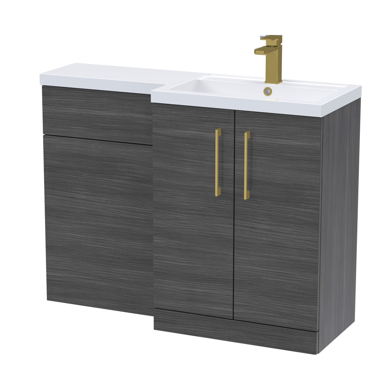 Bathroom Vanity Unit with Basin & WC, Right Hand, 1100mm x 390mm - Choice of Colour