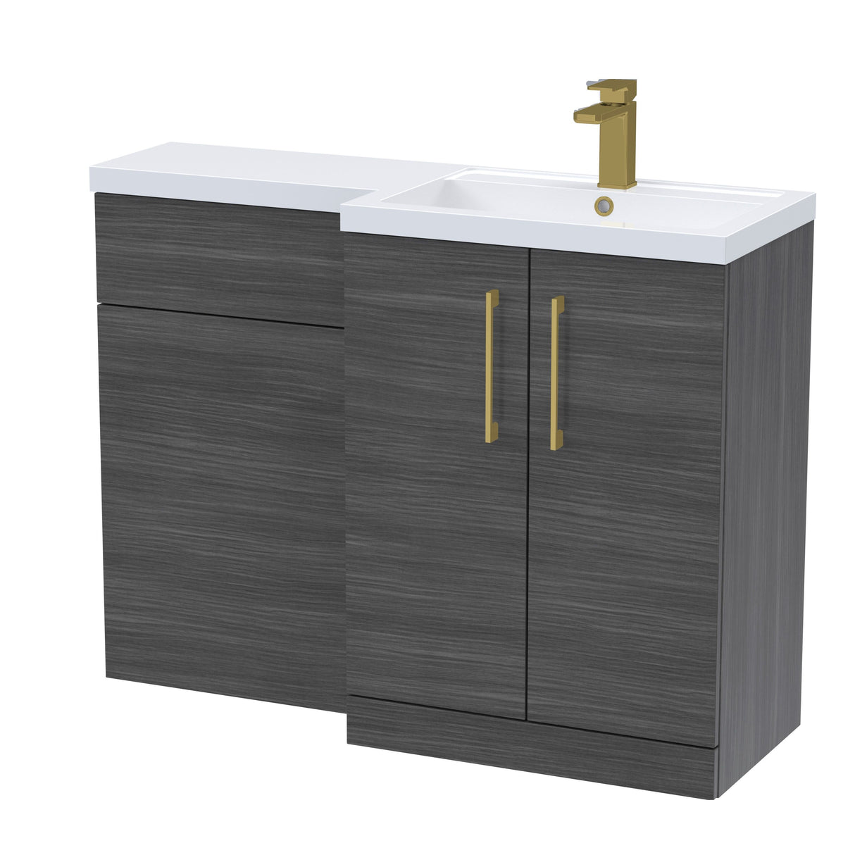 Bramshall Combination Vanity Unit with Basin & WC, Right Hand, 1100mm x 390mm - Choice of Colour and Handle Finish