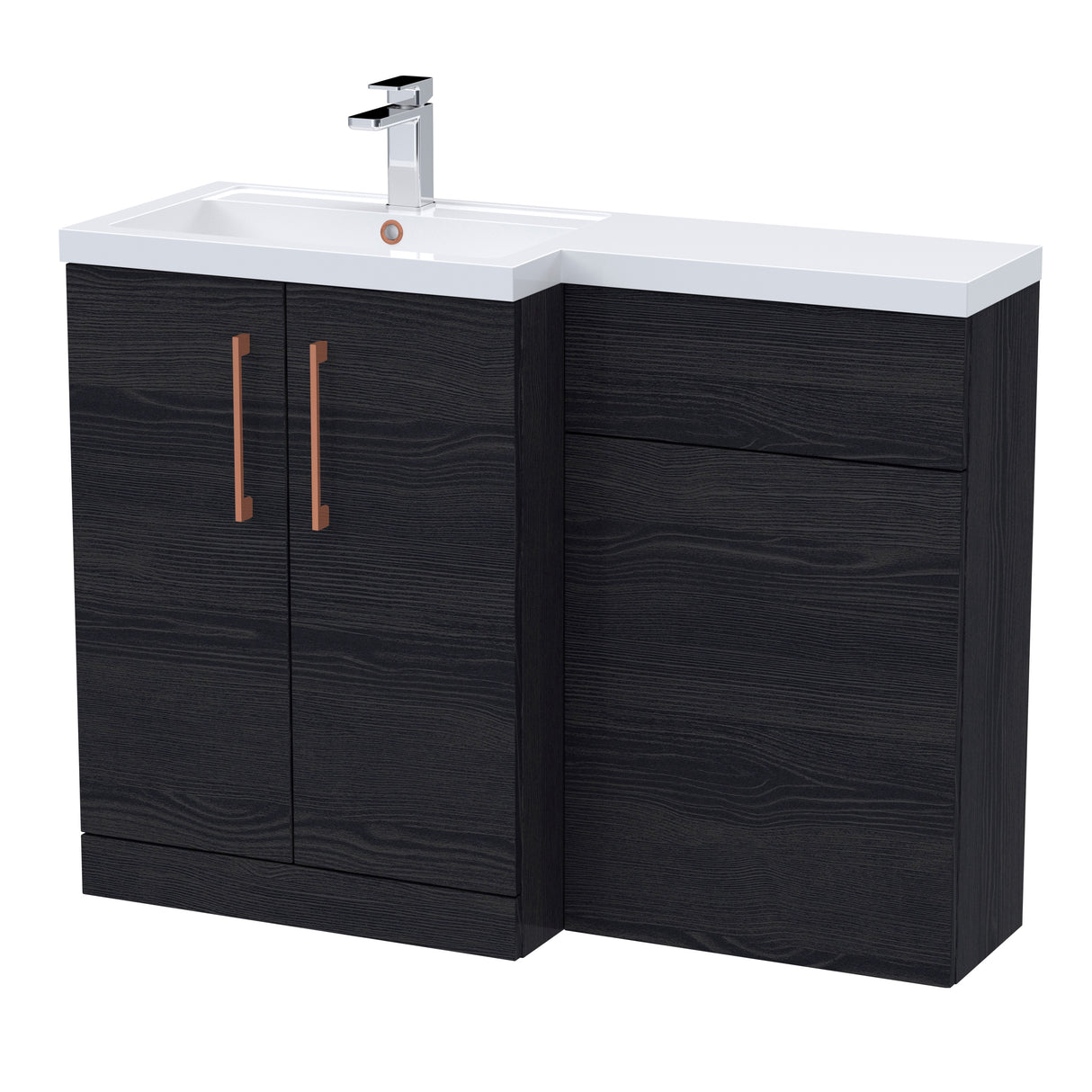 Bathroom Vanity Unit with Basin & WC Unit, Left Hand, 1100mm x 390mm - Choice of Colour