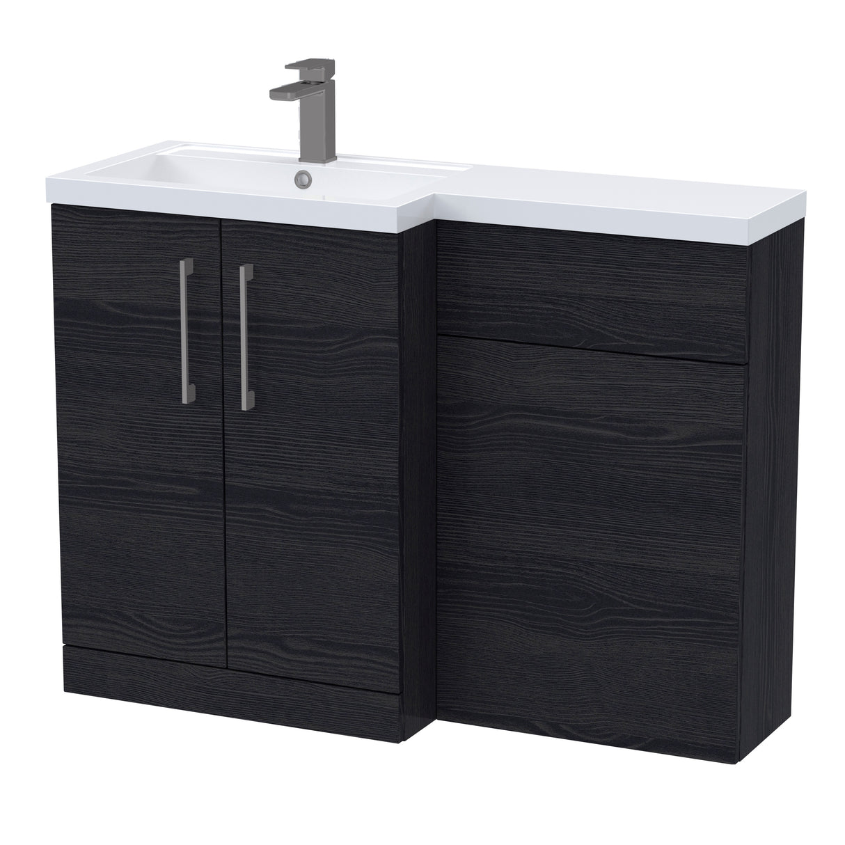 Bathroom Vanity Unit with Basin & WC Unit, Left Hand, 1100mm x 390mm - Choice of Colour