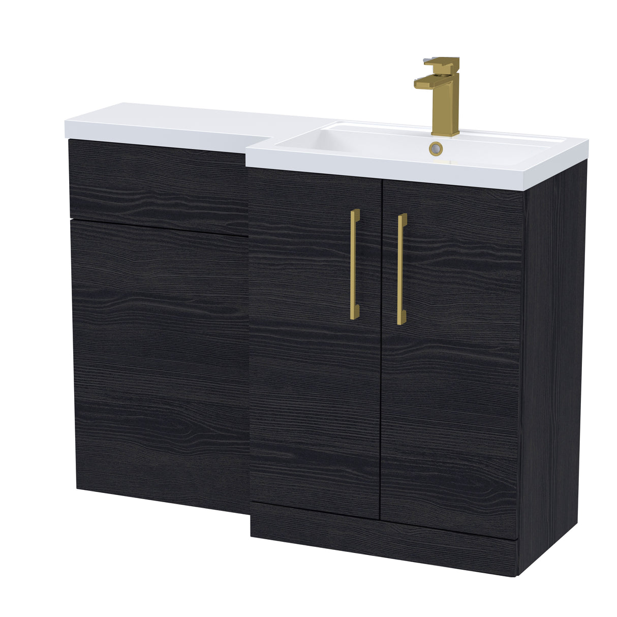 Bathroom Vanity Unit with Basin & WC, Right Hand, 1100mm x 390mm - Choice of Colour