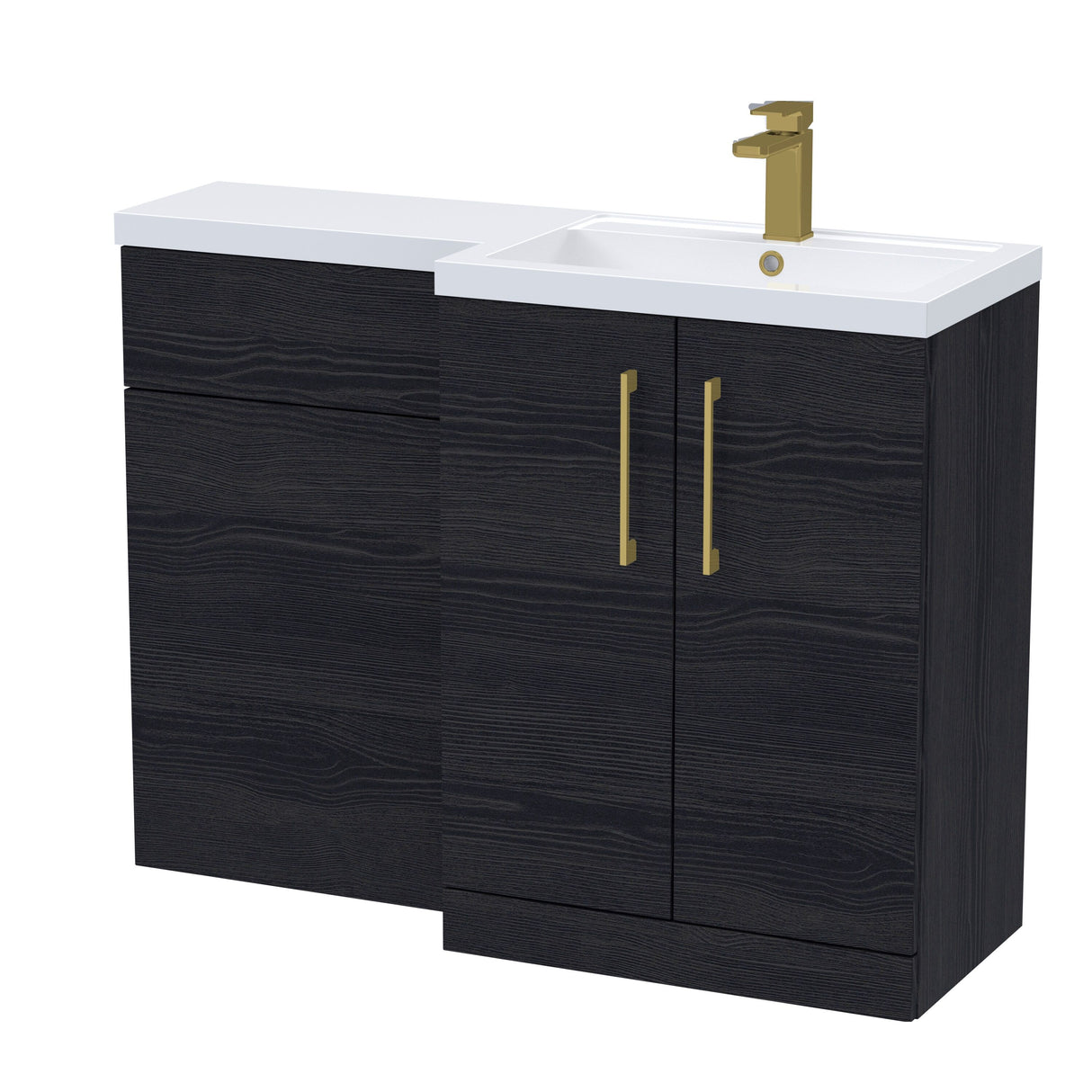 Bramshall Combination Vanity Unit with Basin & WC, Right Hand, 1100mm x 390mm - Choice of Colour and Handle Finish