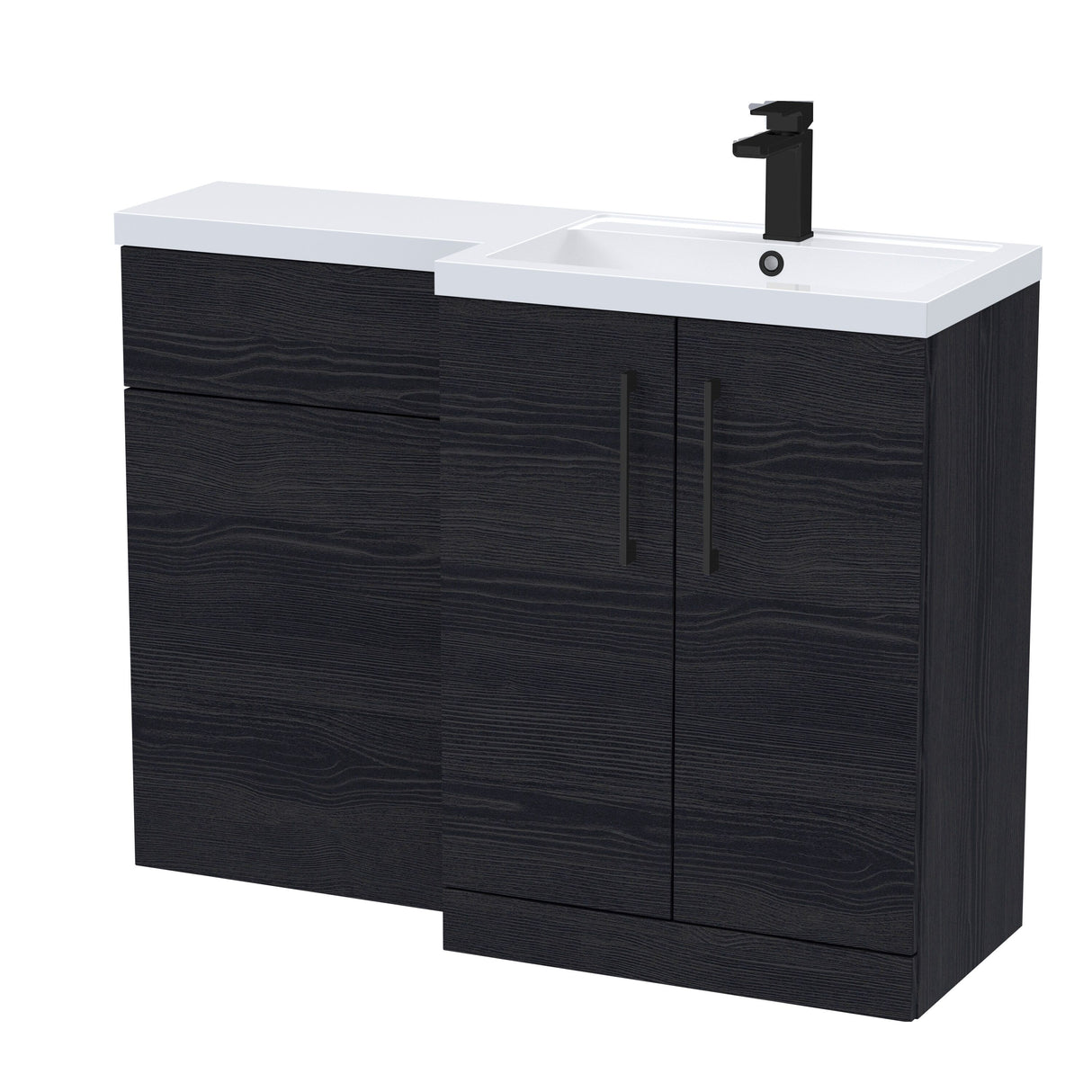 Bramshall Combination Vanity Unit with Basin & WC, Right Hand, 1100mm x 390mm - Choice of Colour and Handle Finish