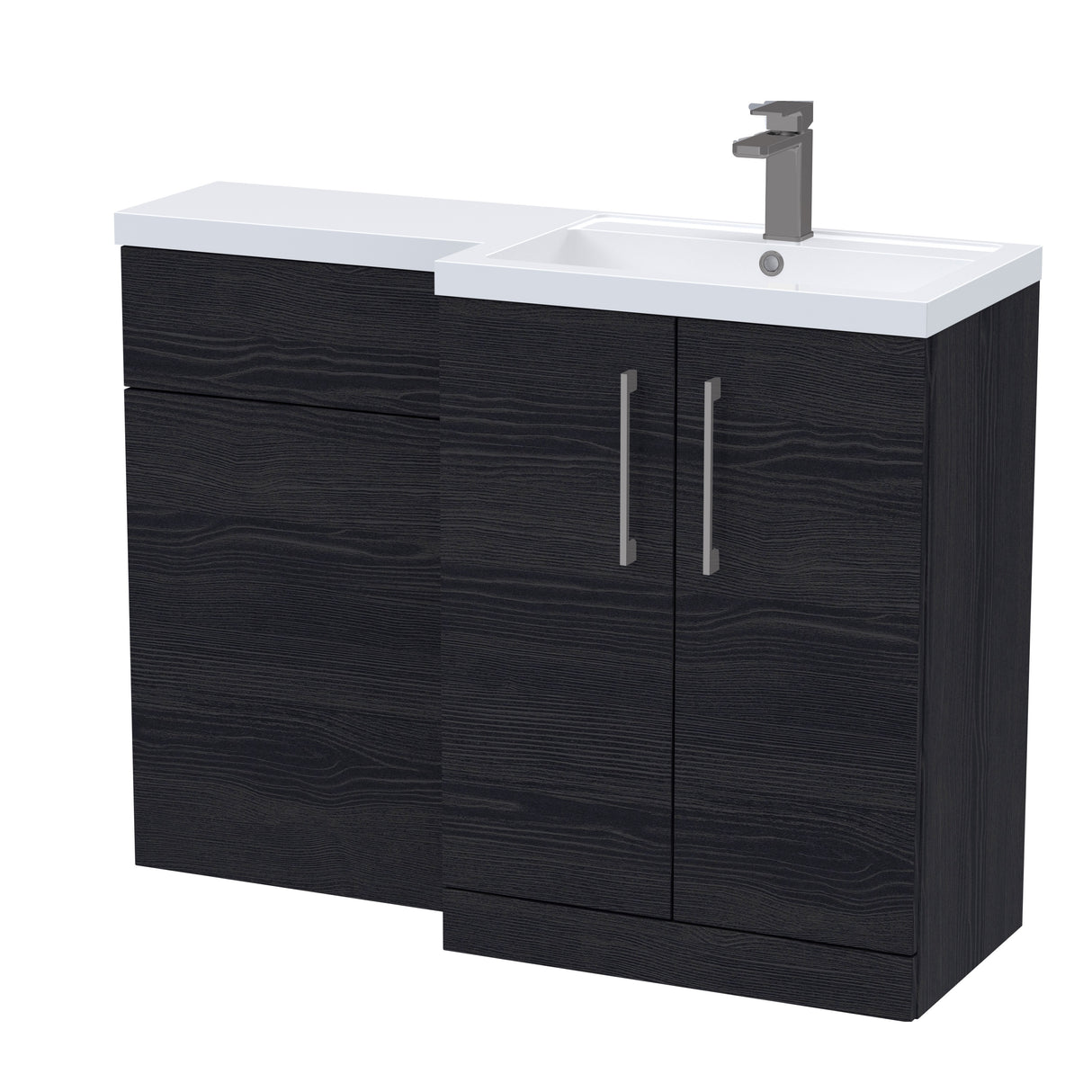 Bathroom Vanity Unit with Basin & WC, Right Hand, 1100mm x 390mm - Choice of Colour