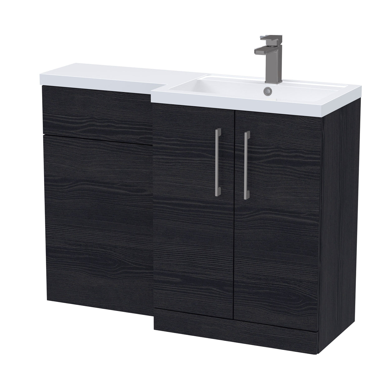 Bramshall Combination Vanity Unit with Basin & WC, Right Hand, 1100mm x 390mm - Choice of Colour and Handle Finish