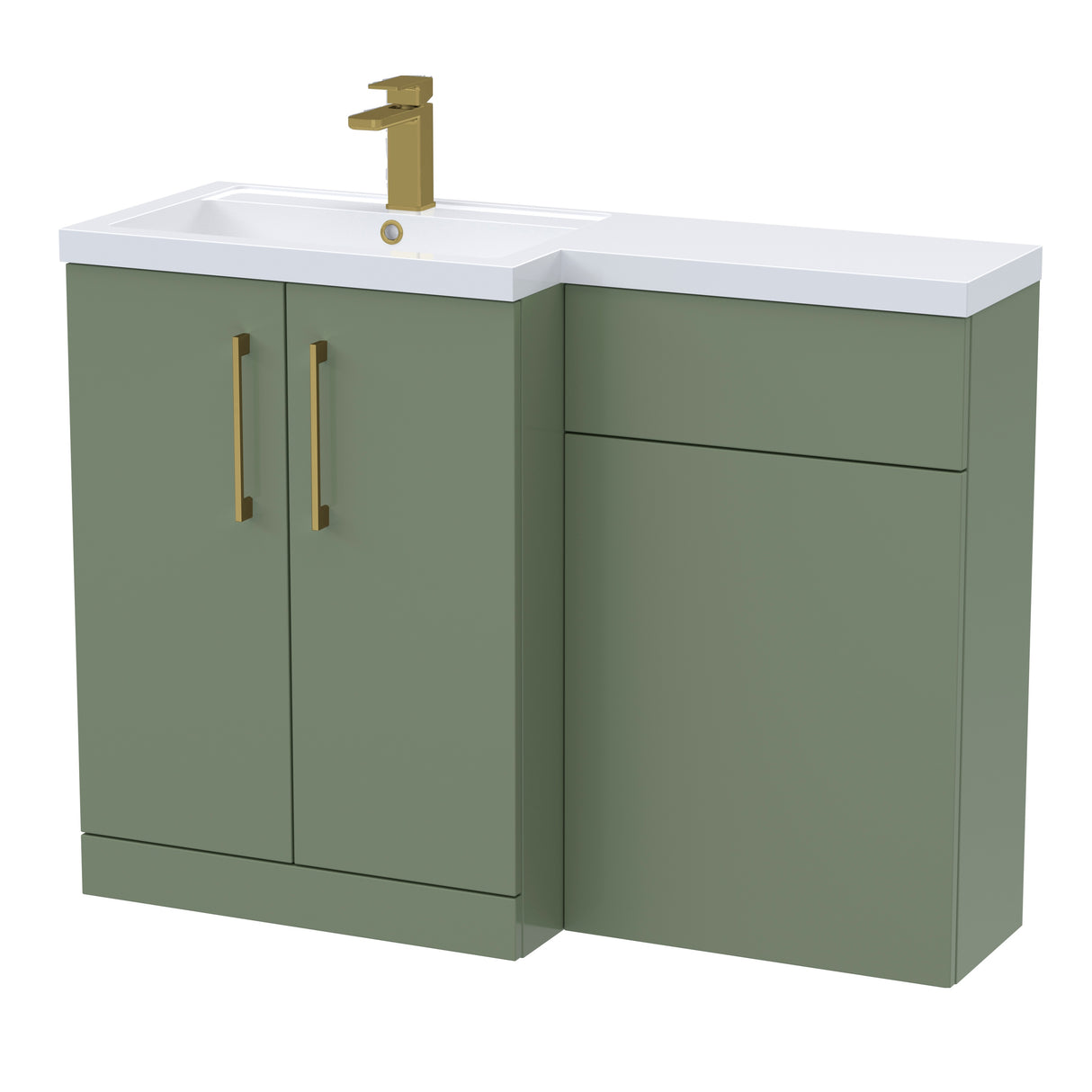 Bathroom Vanity Unit with Basin & WC Unit, Left Hand, 1100mm x 390mm - Choice of Colour