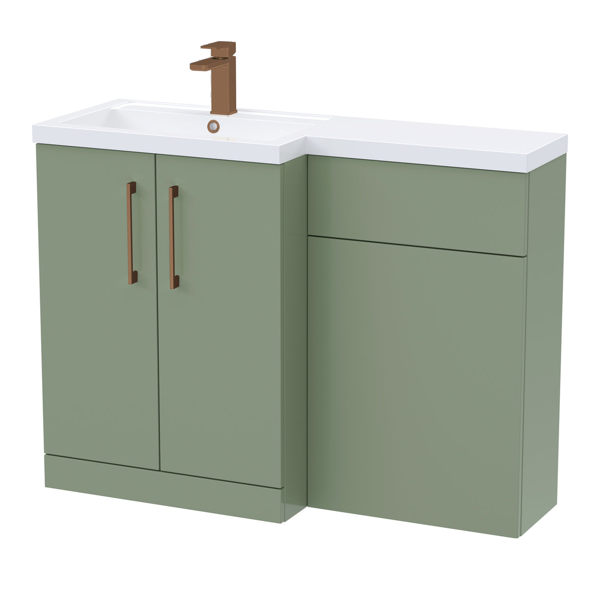 Bathroom Vanity Unit with Basin & WC Unit, Left Hand, 1100mm x 390mm - Choice of Colour