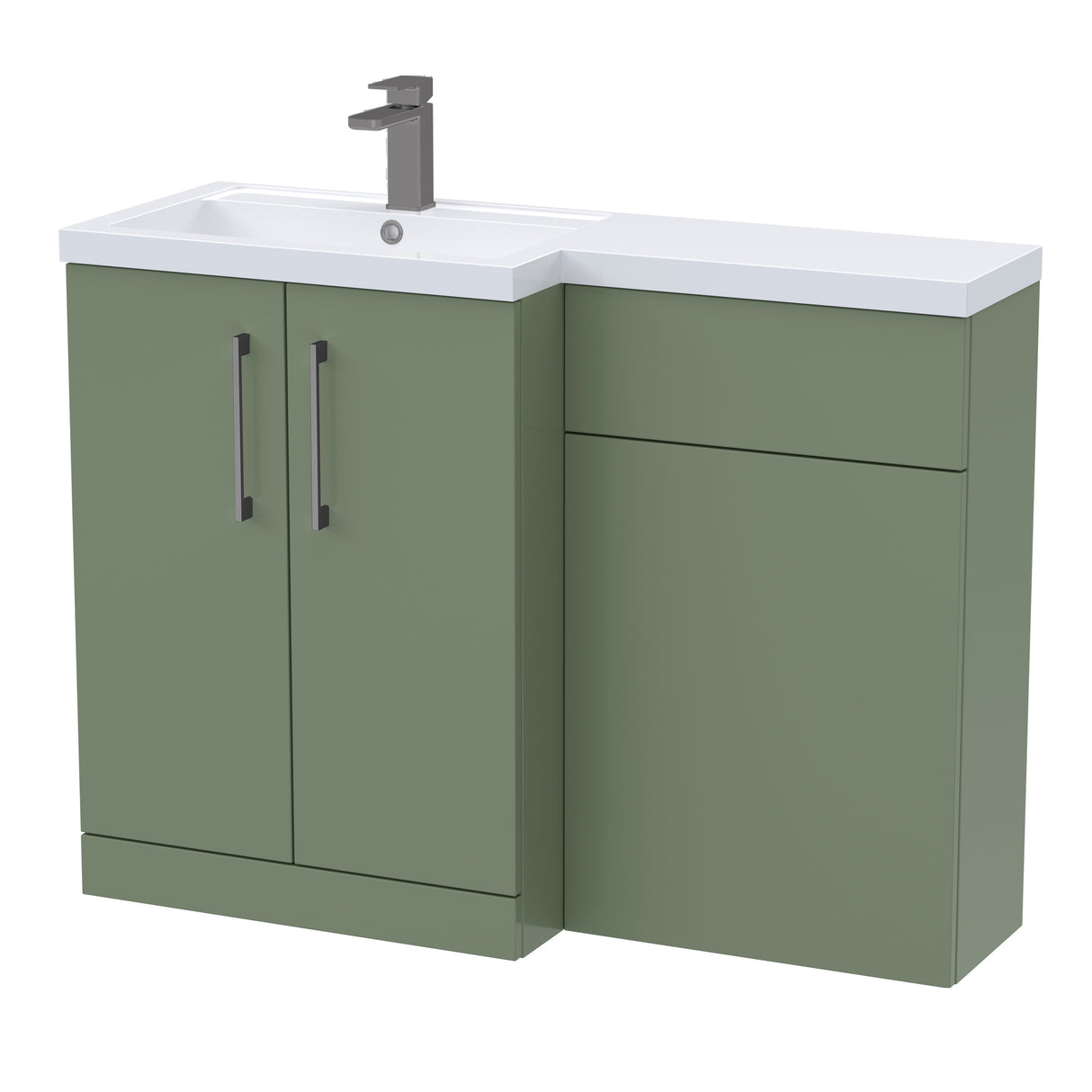 Bathroom Vanity Unit with Basin & WC Unit, Left Hand, 1100mm x 390mm - Choice of Colour