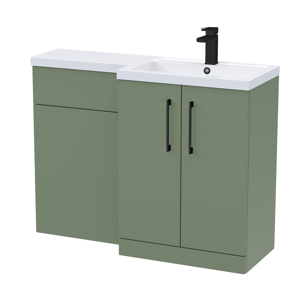 Bramshall Combination Vanity Unit with Basin & WC, Right Hand, 1100mm x 390mm - Choice of Colour and Handle Finish
